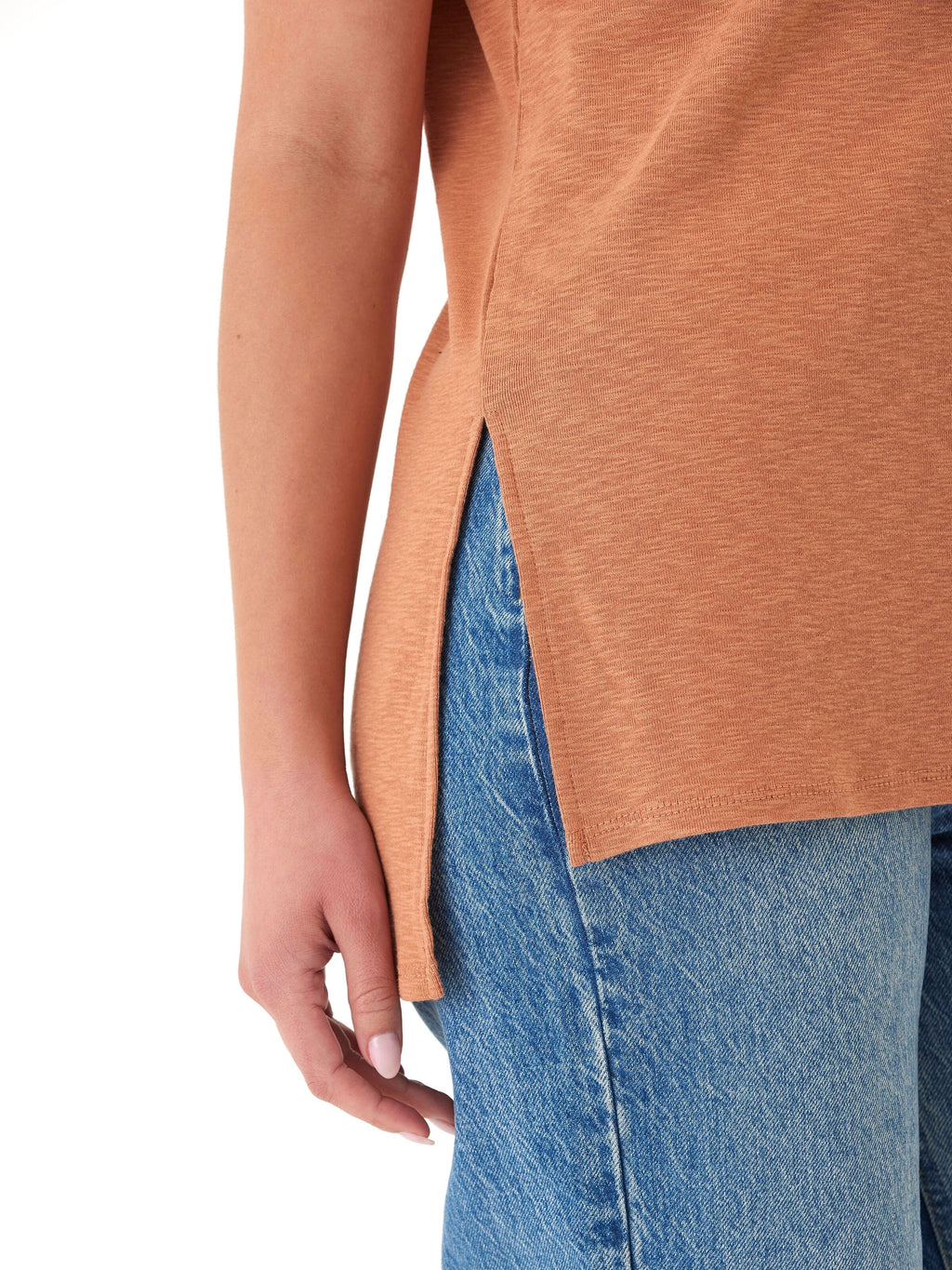 Elsie Textured Slub Jersey V-Neck Tee for Women