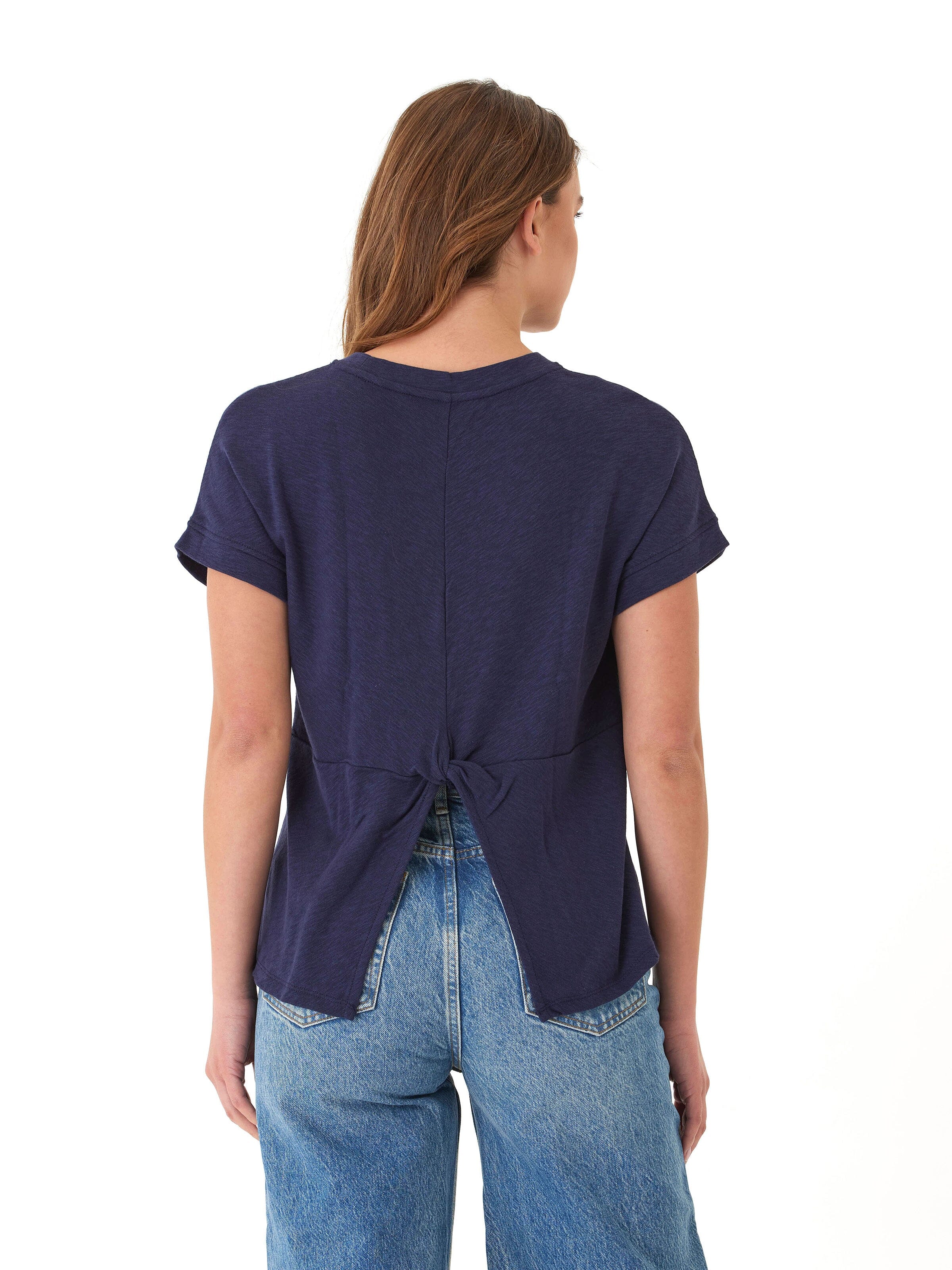 Gianna Textured Slub Jersey Twist Back Tee for Women