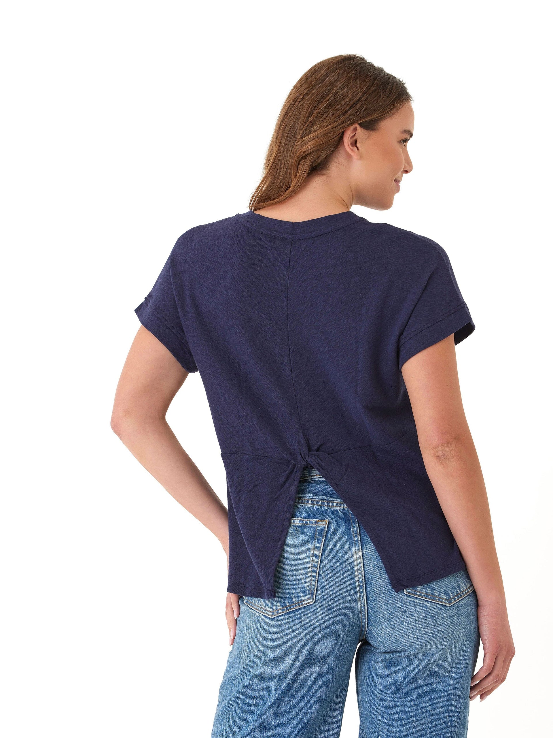Gianna Textured Slub Jersey Twist Back Tee for Women