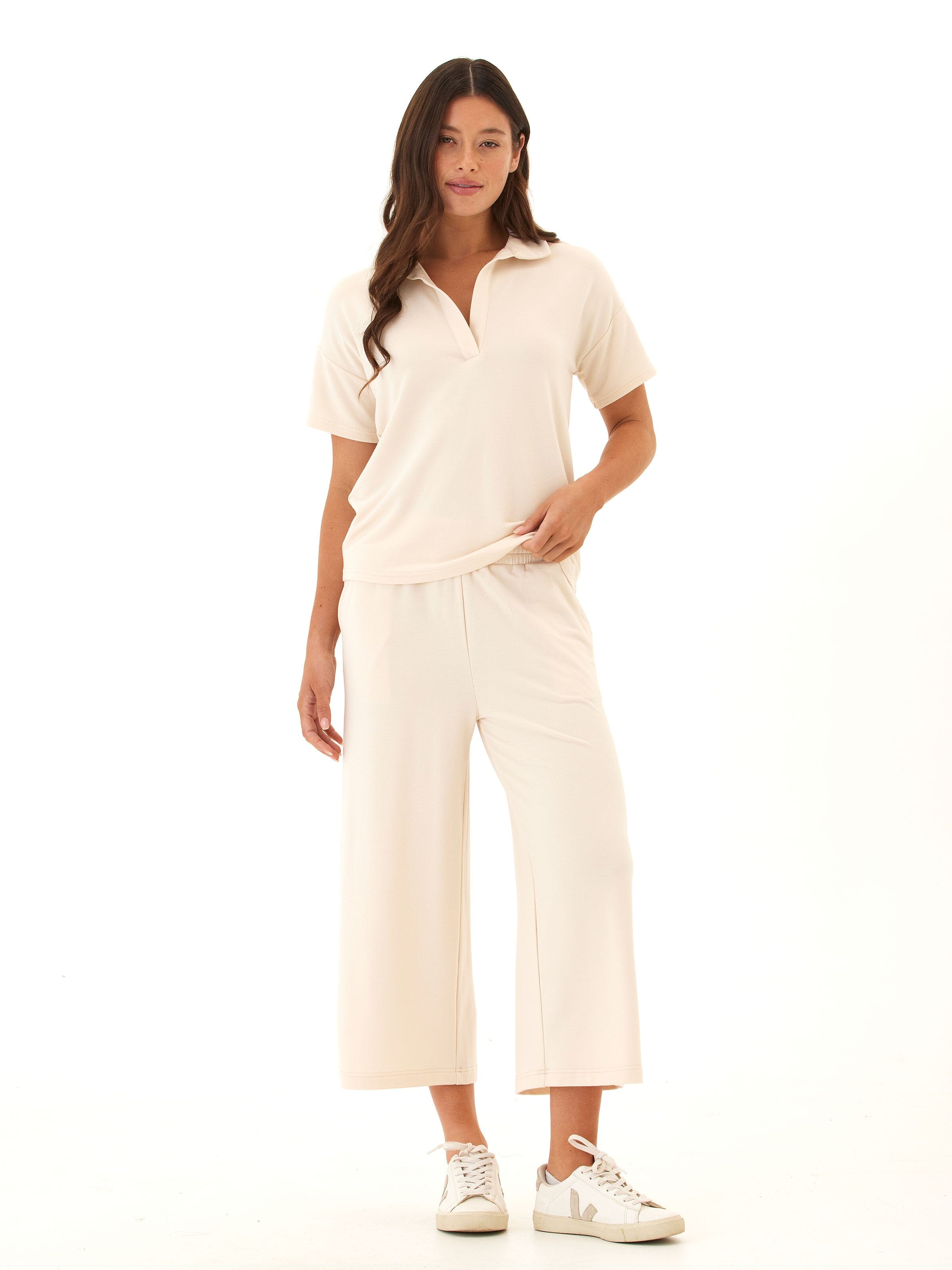 Melanie Modal Terry Open Collar Relaxed Fit Lounge Top