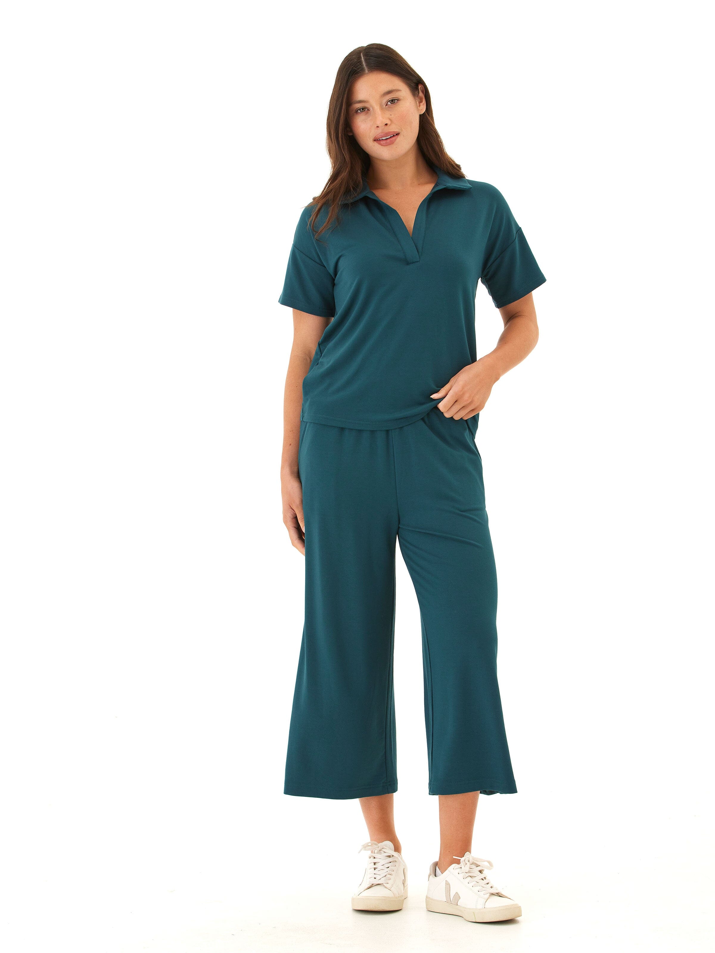 Melanie Modal Terry Open Collar Relaxed Fit Lounge Top