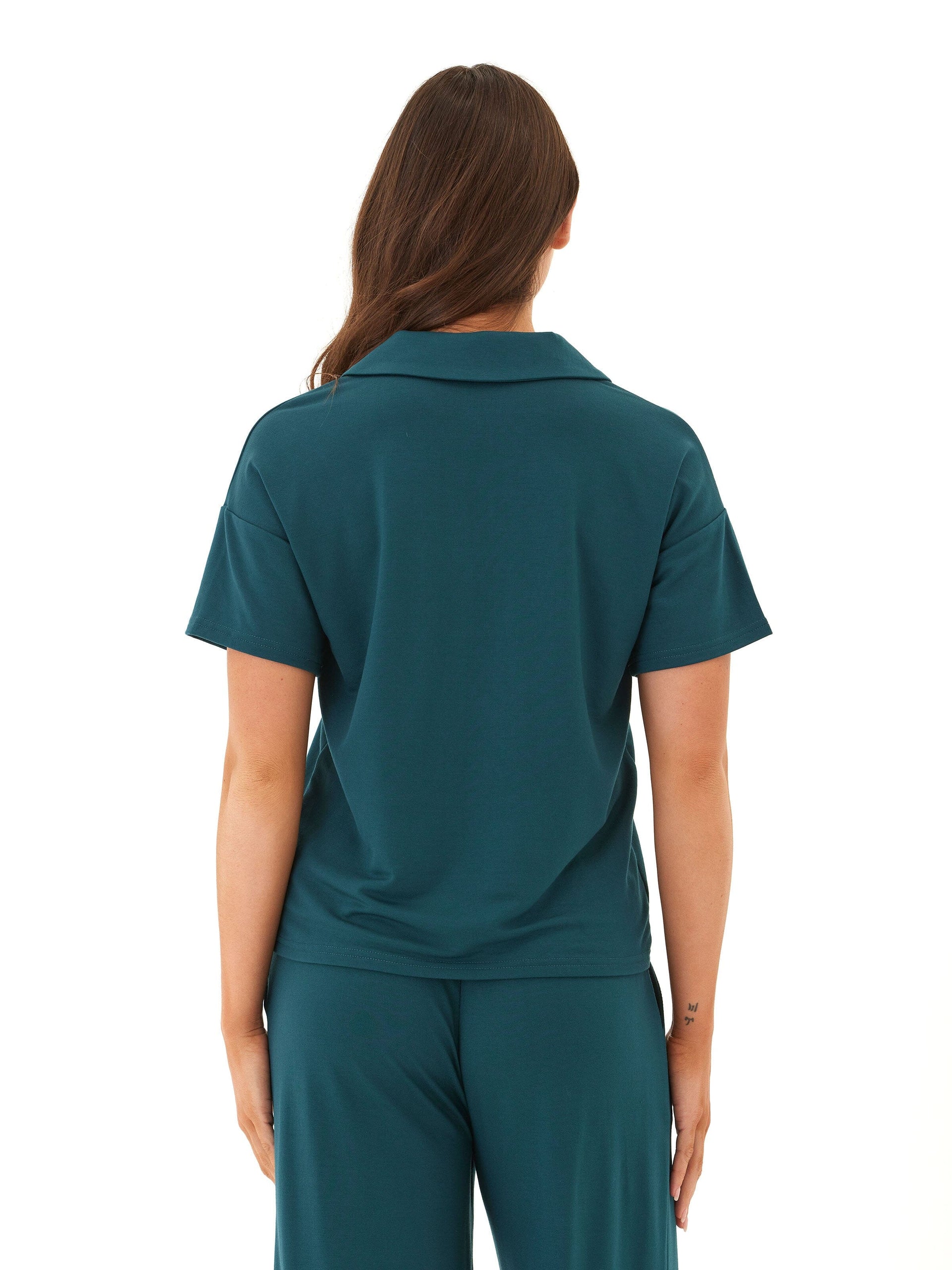 Melanie Modal Terry Open Collar Relaxed Fit Lounge Top