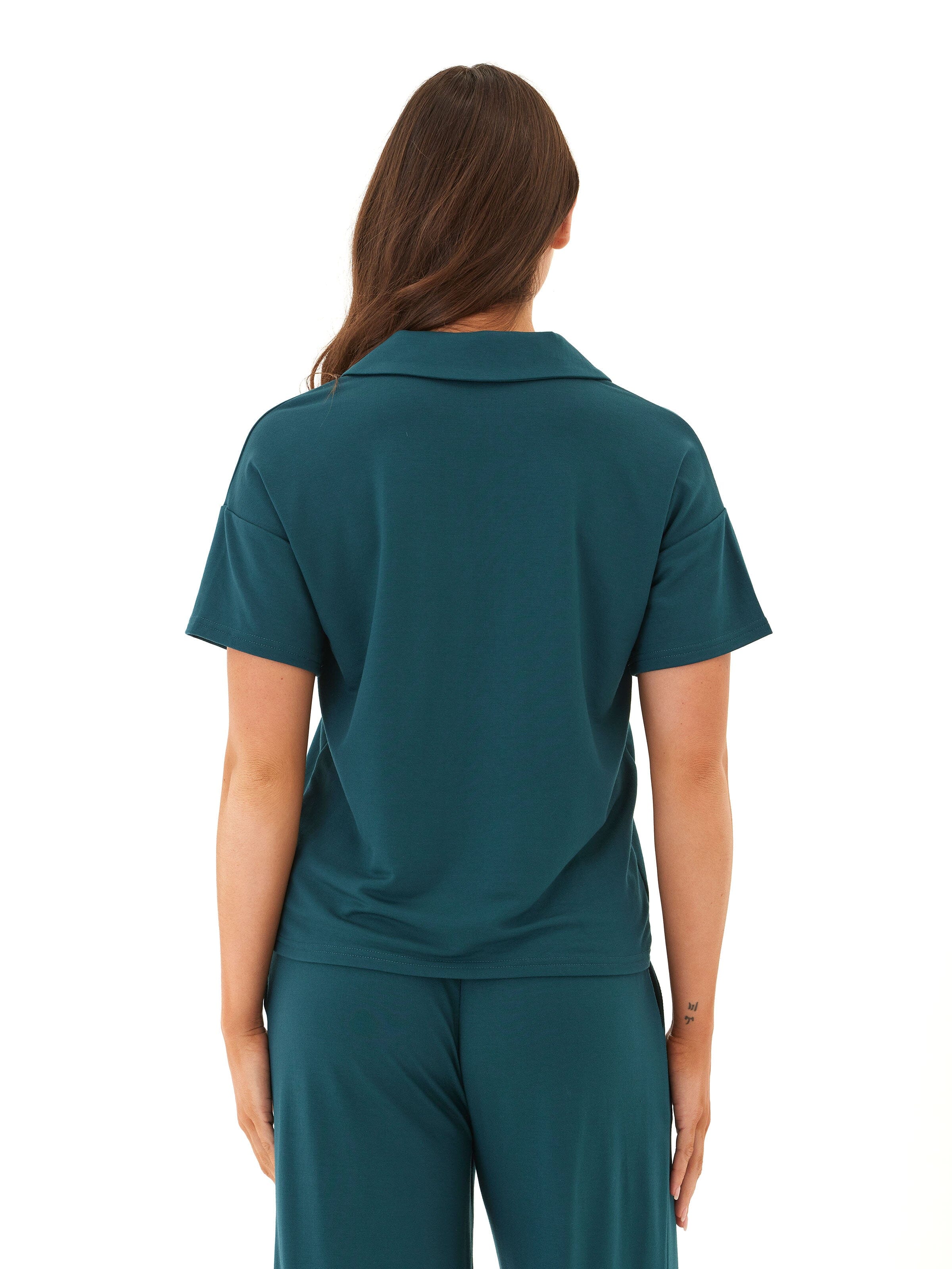Melanie Modal Terry Open Collar Relaxed Fit Lounge Top