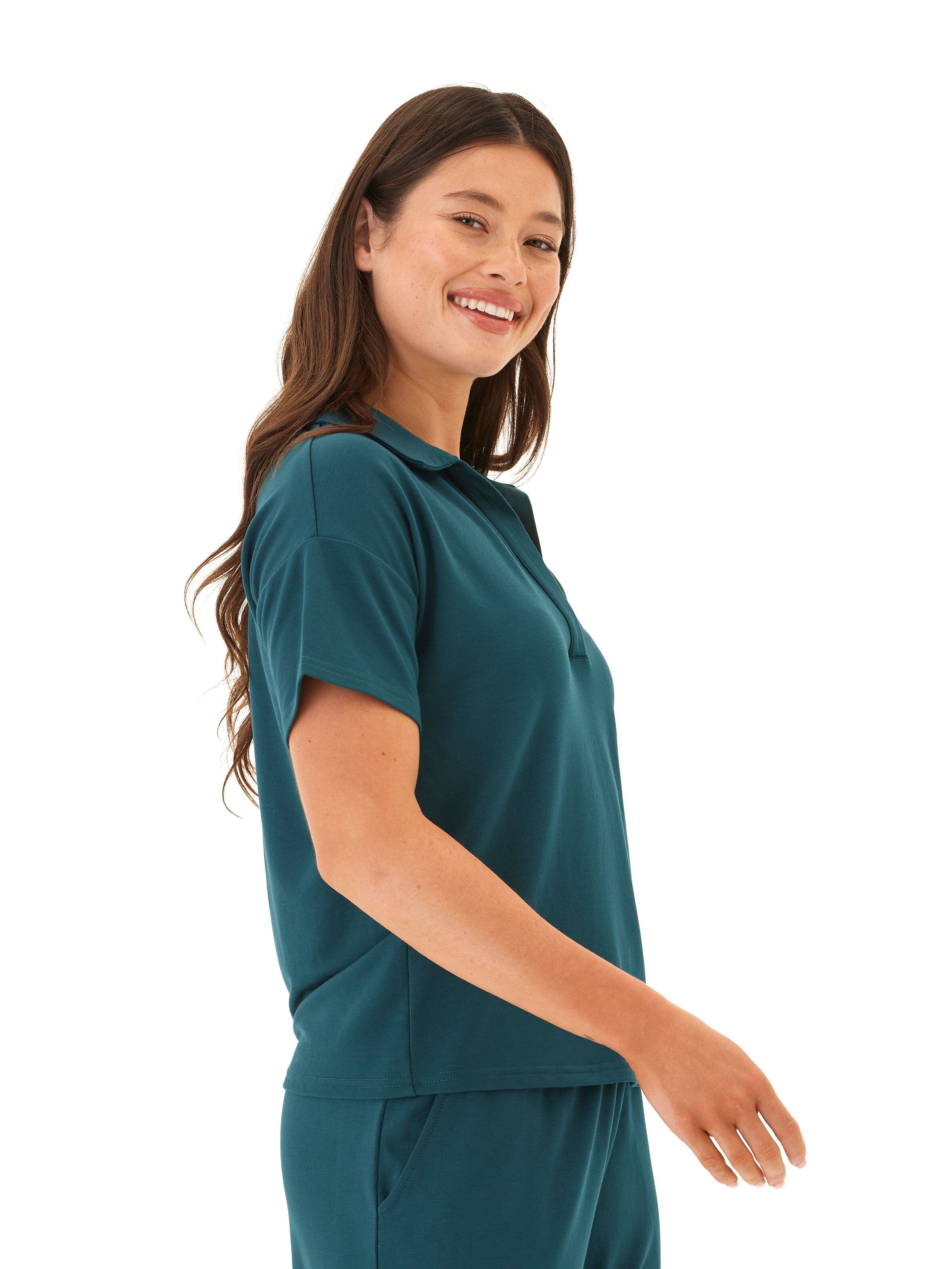 Melanie Modal Terry Open Collar Relaxed Fit Lounge Top