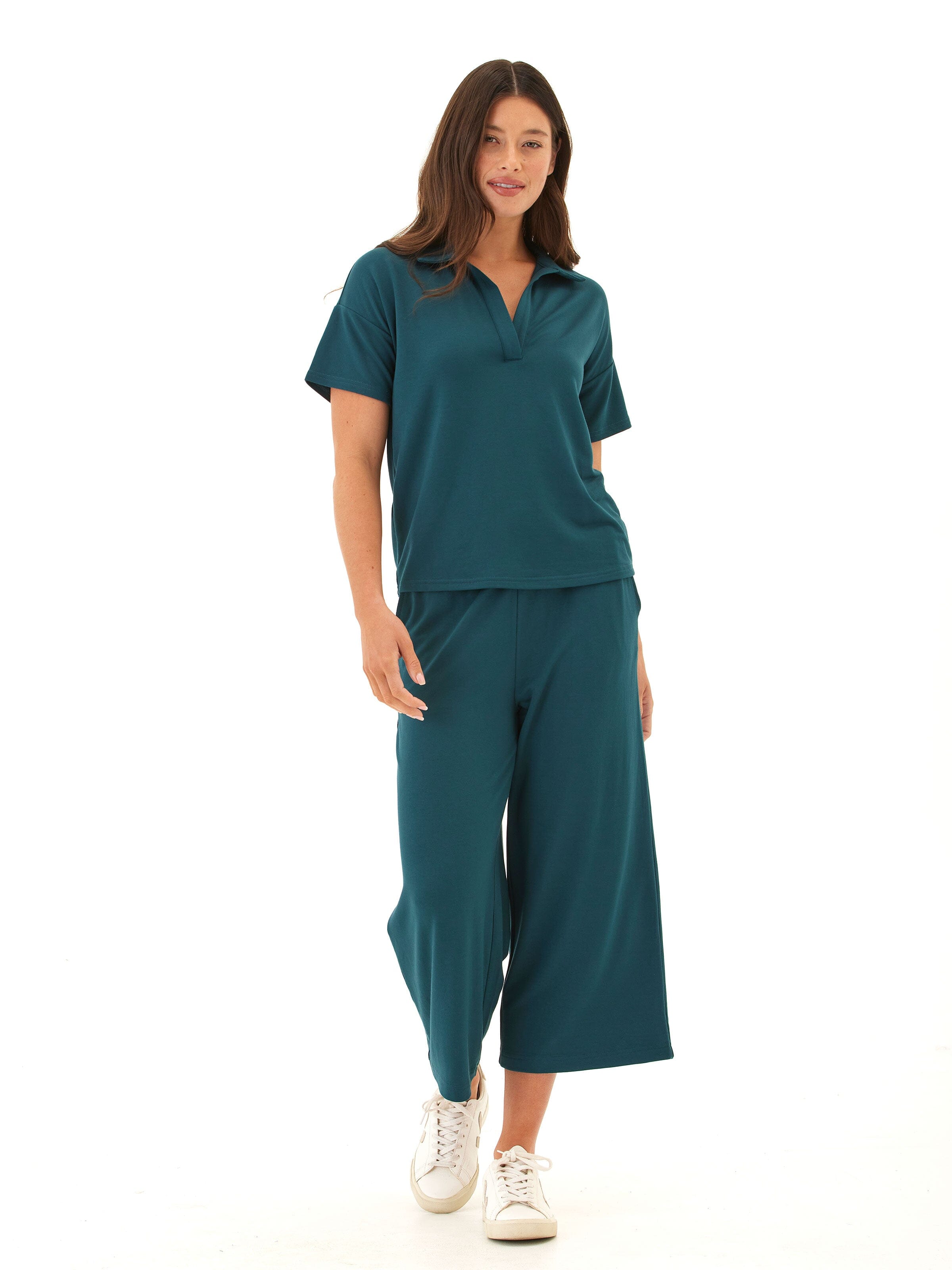 Melanie Modal Terry Open Collar Relaxed Fit Lounge Top