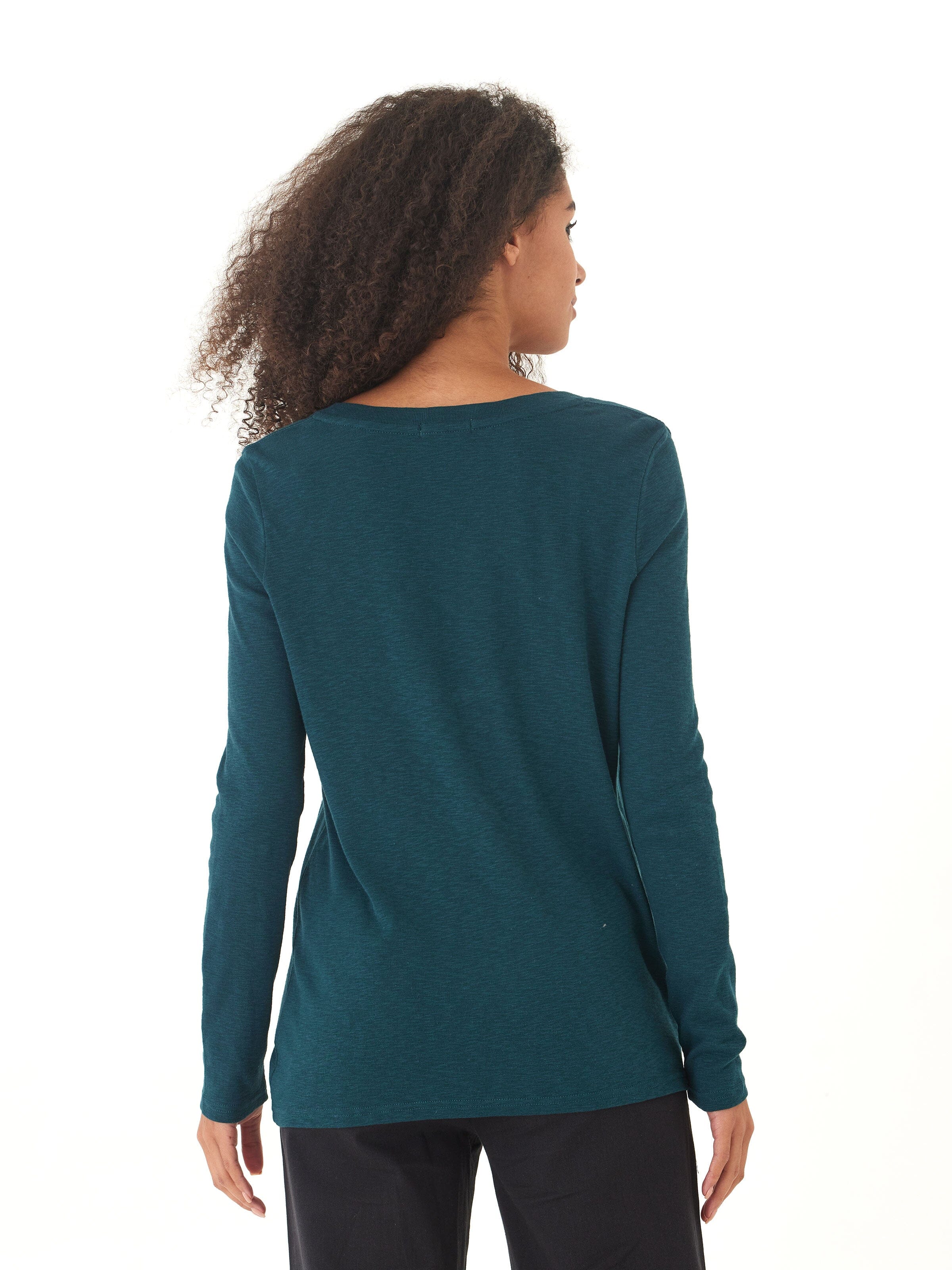 Agatha Textured Slub Jersey V-Neck Long Sleeve Top
