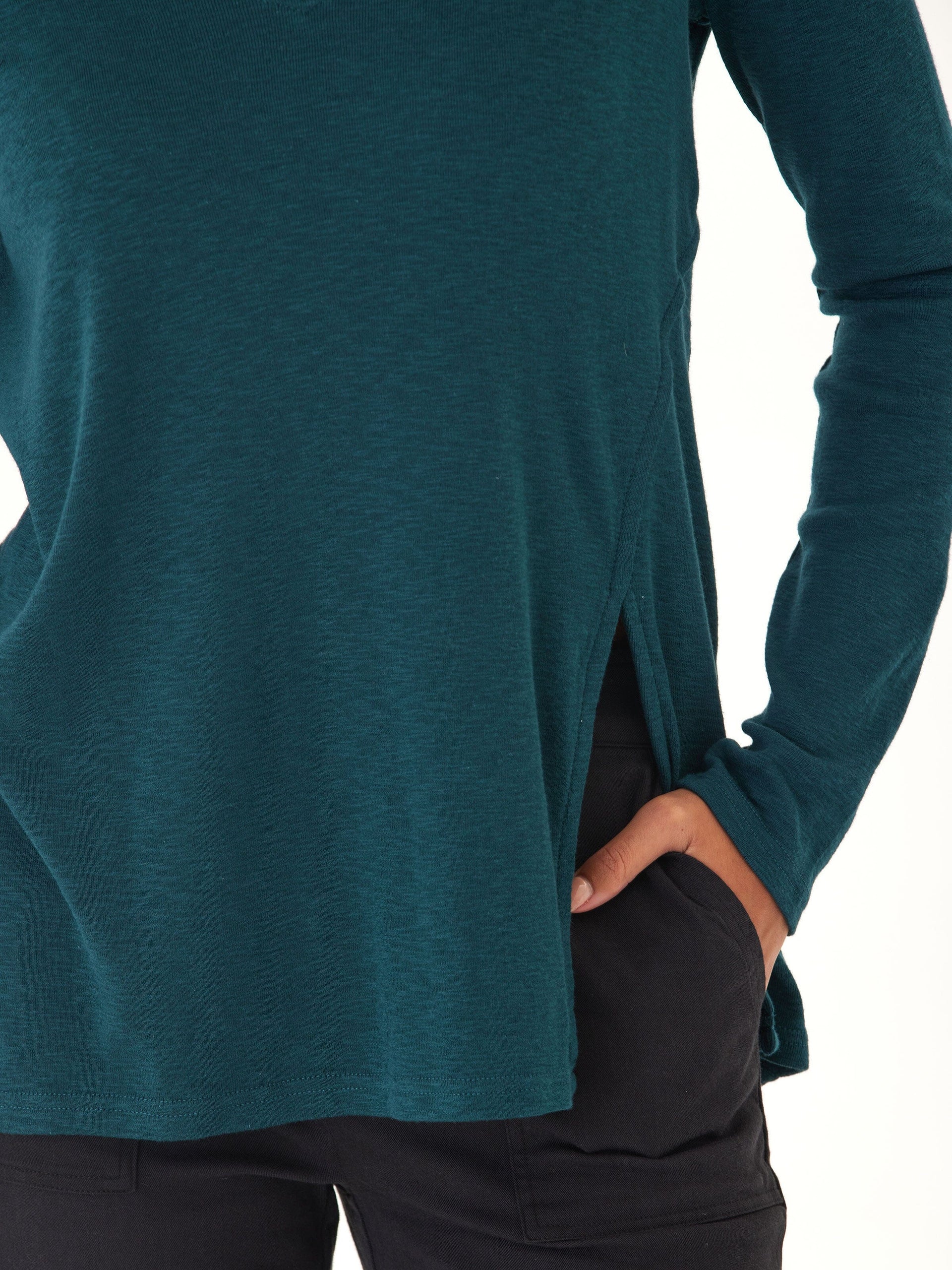 Agatha Textured Slub Jersey V-Neck Long Sleeve Top