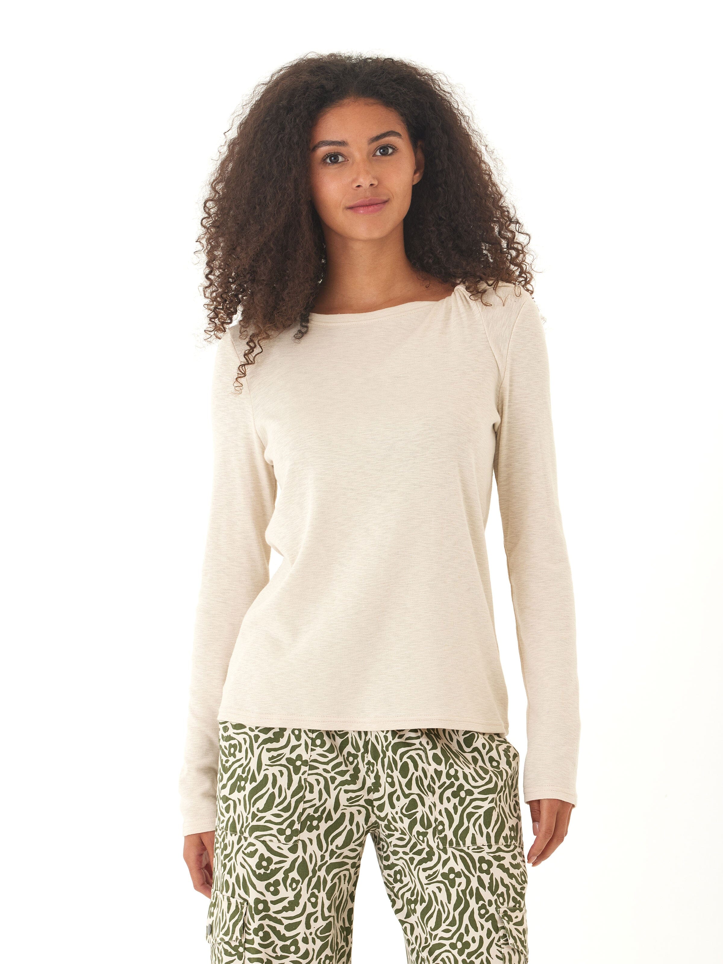 Francine Textured Slub Jersey Twist Long Sleeve Top
