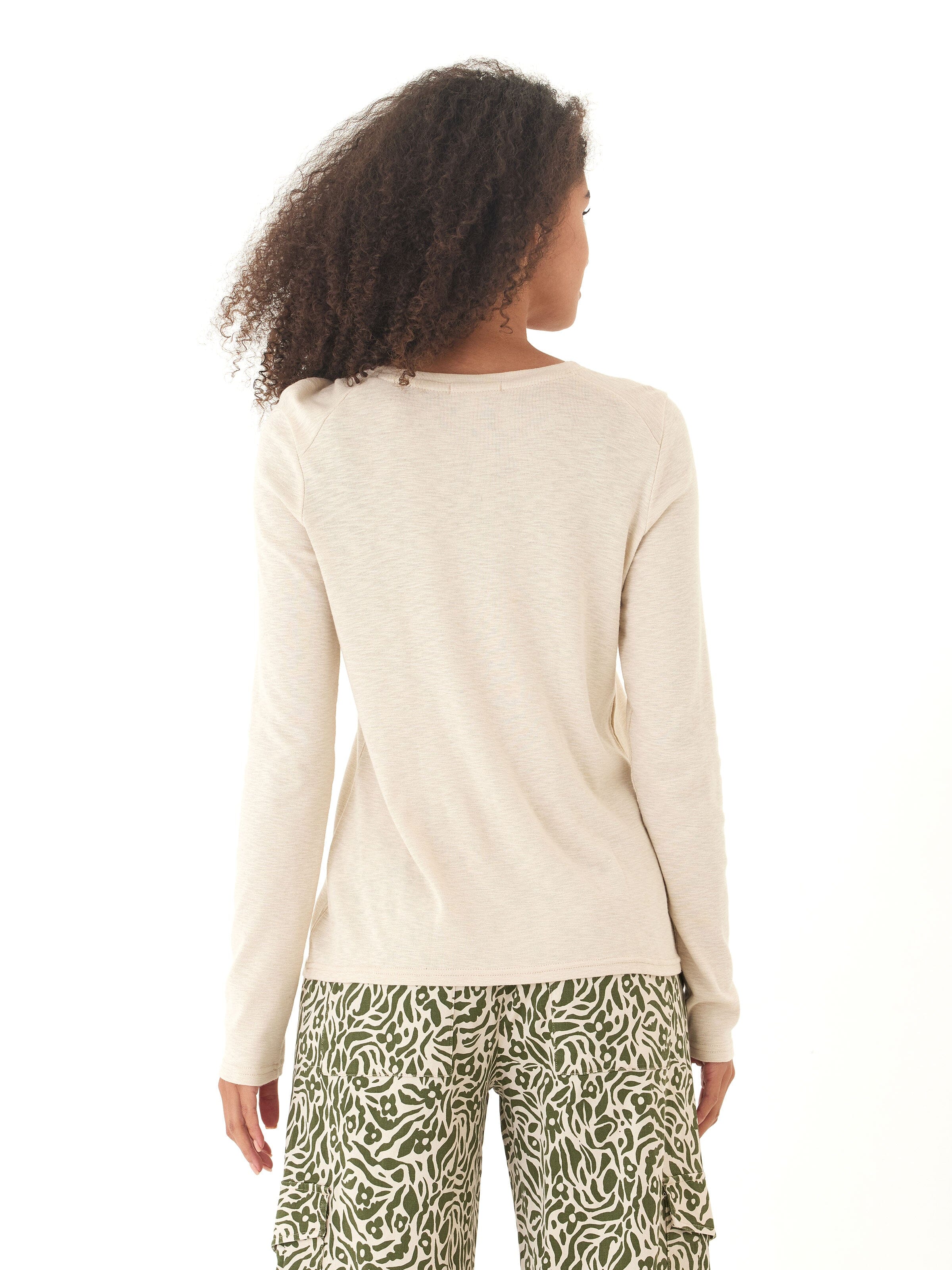 Francine Textured Slub Jersey Twist Long Sleeve Top