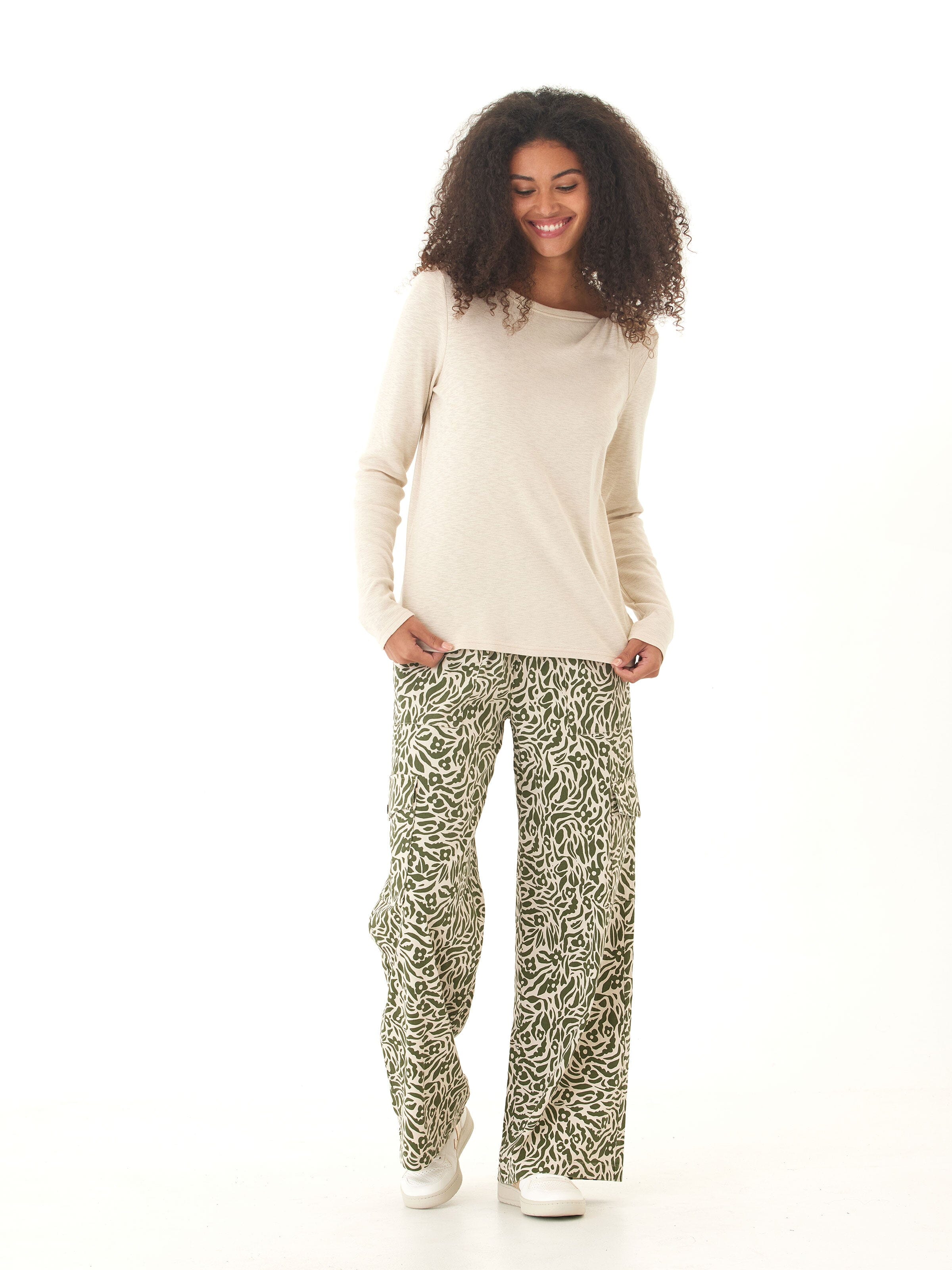 Francine Textured Slub Jersey Twist Long Sleeve Top