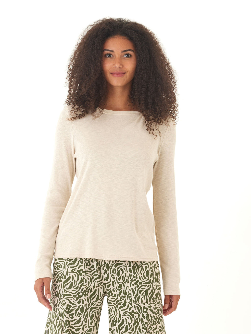 Francine Textured Slub Jersey Twist Long Sleeve Top