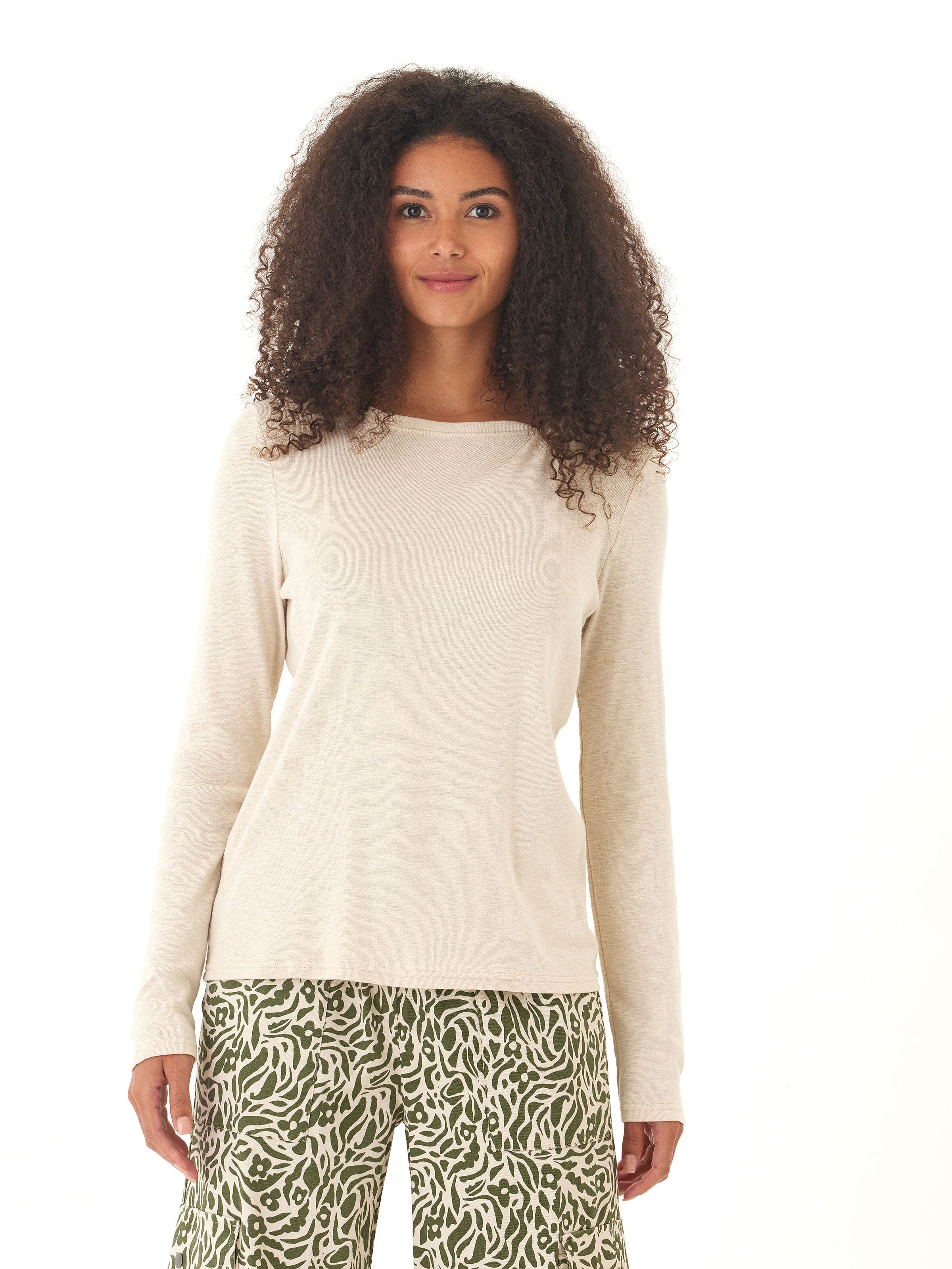 Francine Textured Slub Jersey Twist Long Sleeve Top