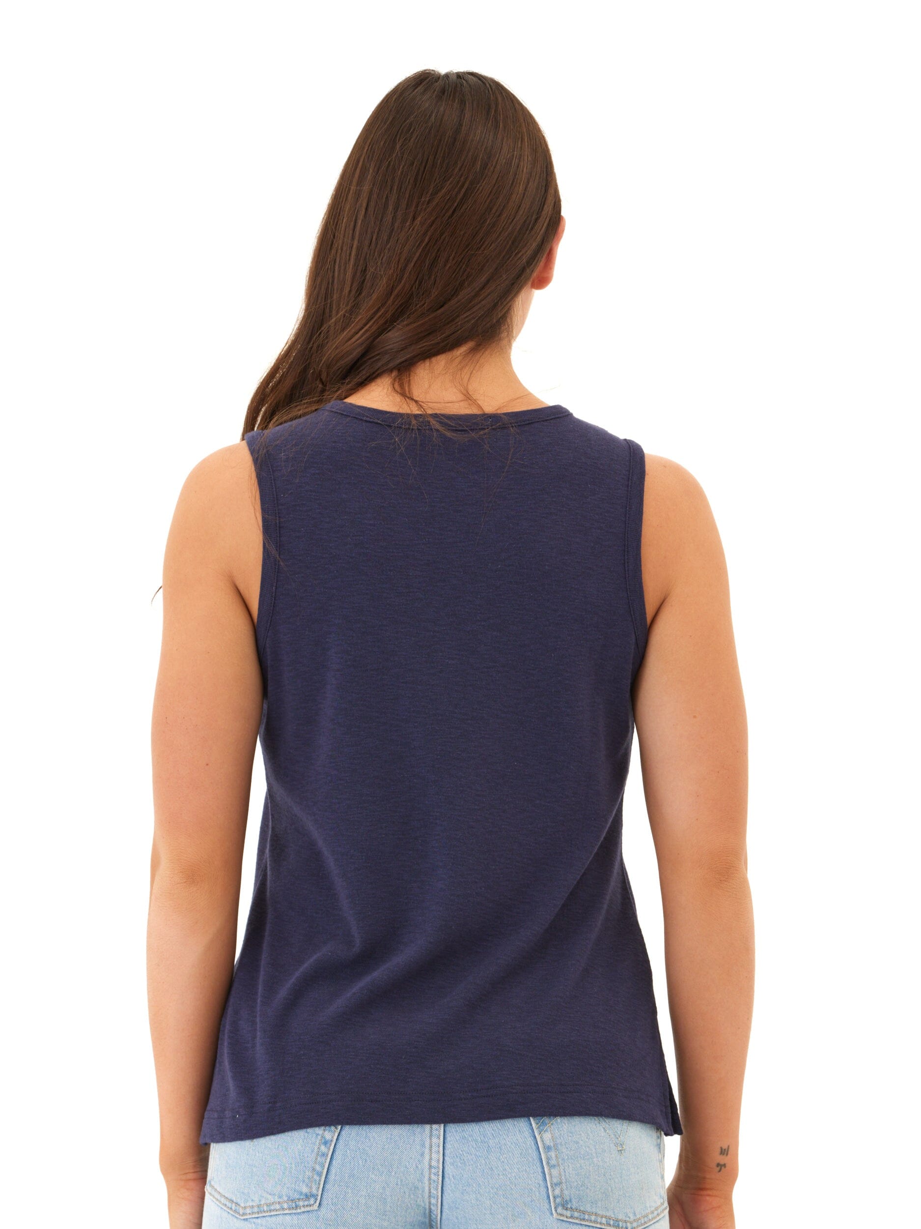 Rachel Textured Slub Jersey Tank in Navy Blue