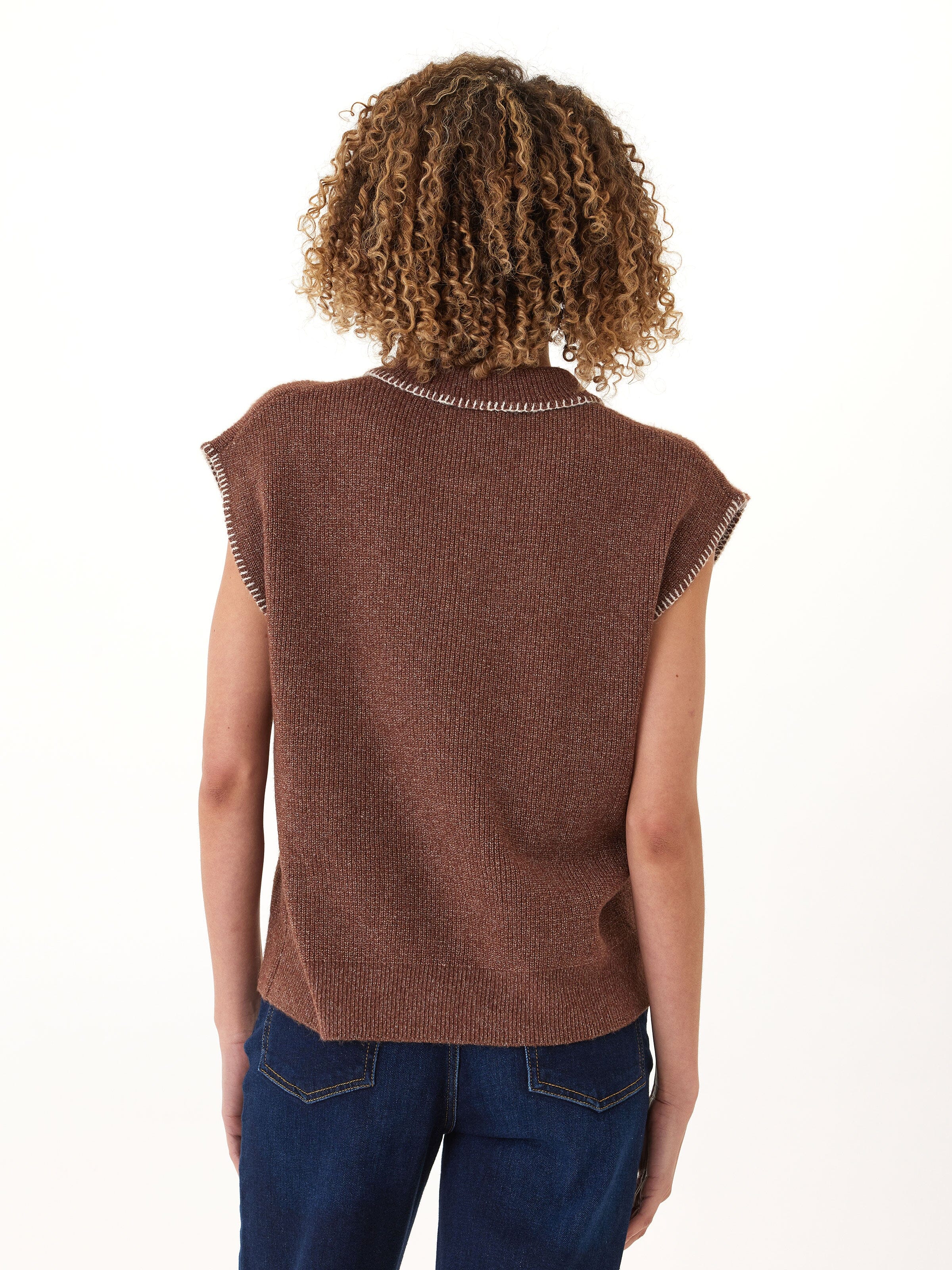Julieta Cozy Solid Knit Sleeveless Sweater Polo