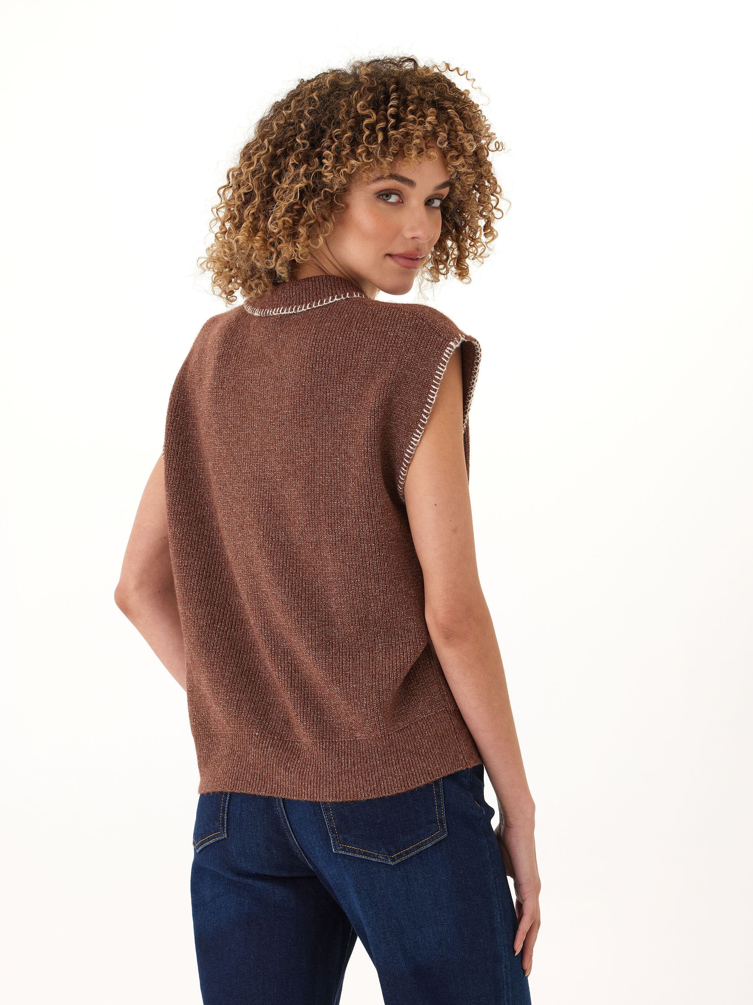 Julieta Cozy Solid Knit Sleeveless Sweater Polo