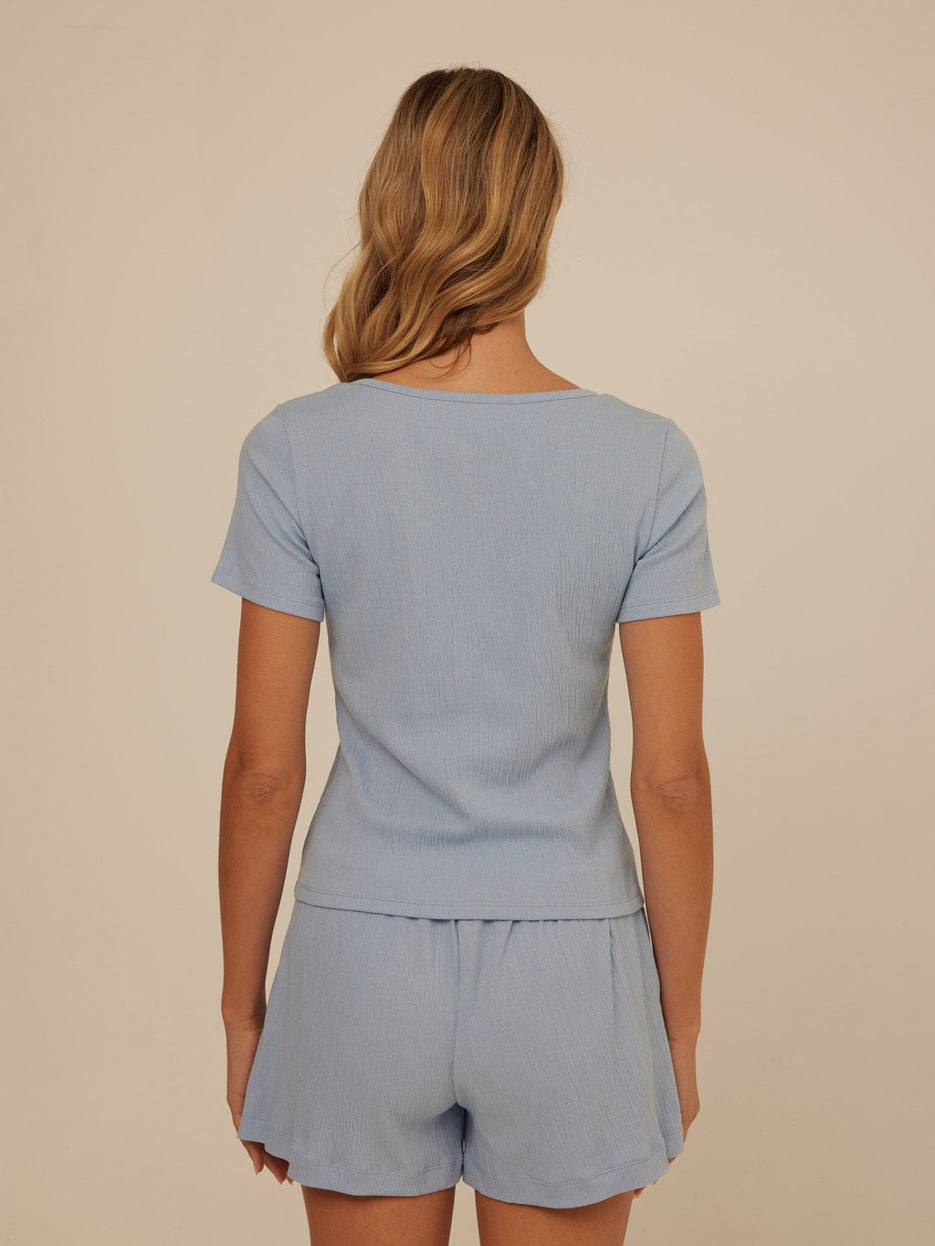 Jamila Smocked Jersey Short Sleeve Top with Square Neckline