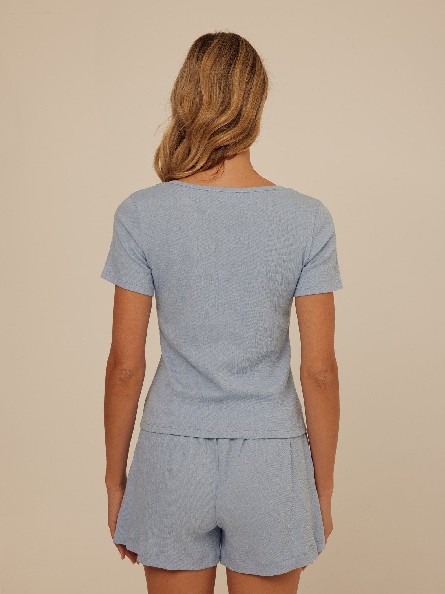 Jamila Smocked Jersey Short Sleeve Top with Square Neckline