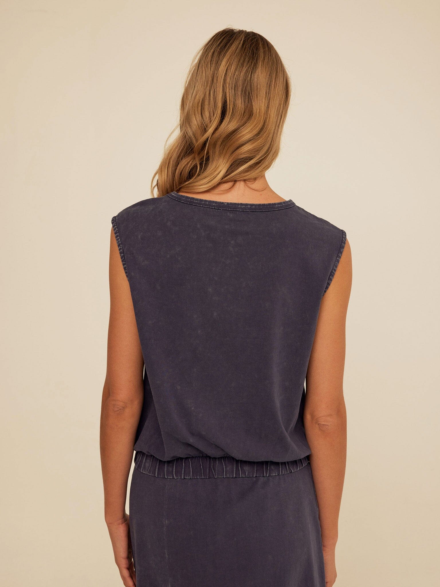 Laela Mineral Wash Eco Jersey Tank in Navy and Charcoal