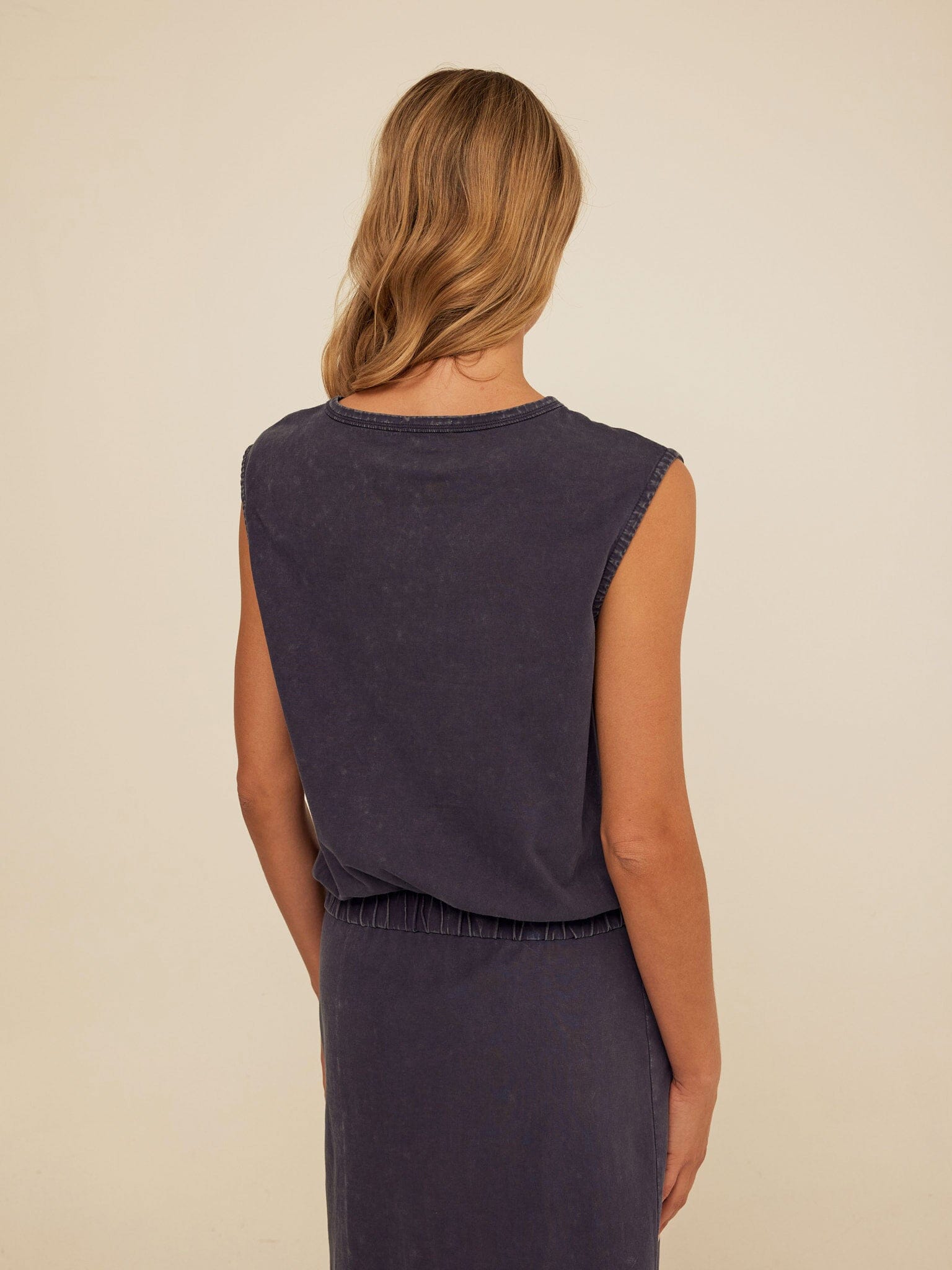 Laela Mineral Wash Eco Jersey Tank in Navy and Charcoal