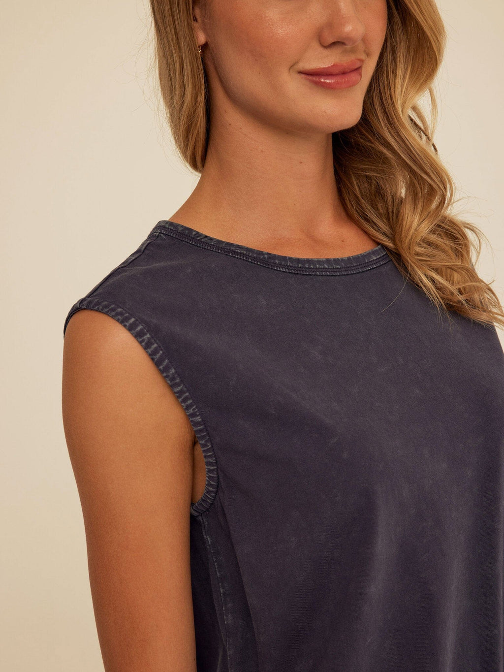 Laela Mineral Wash Eco Jersey Tank in Navy and Charcoal