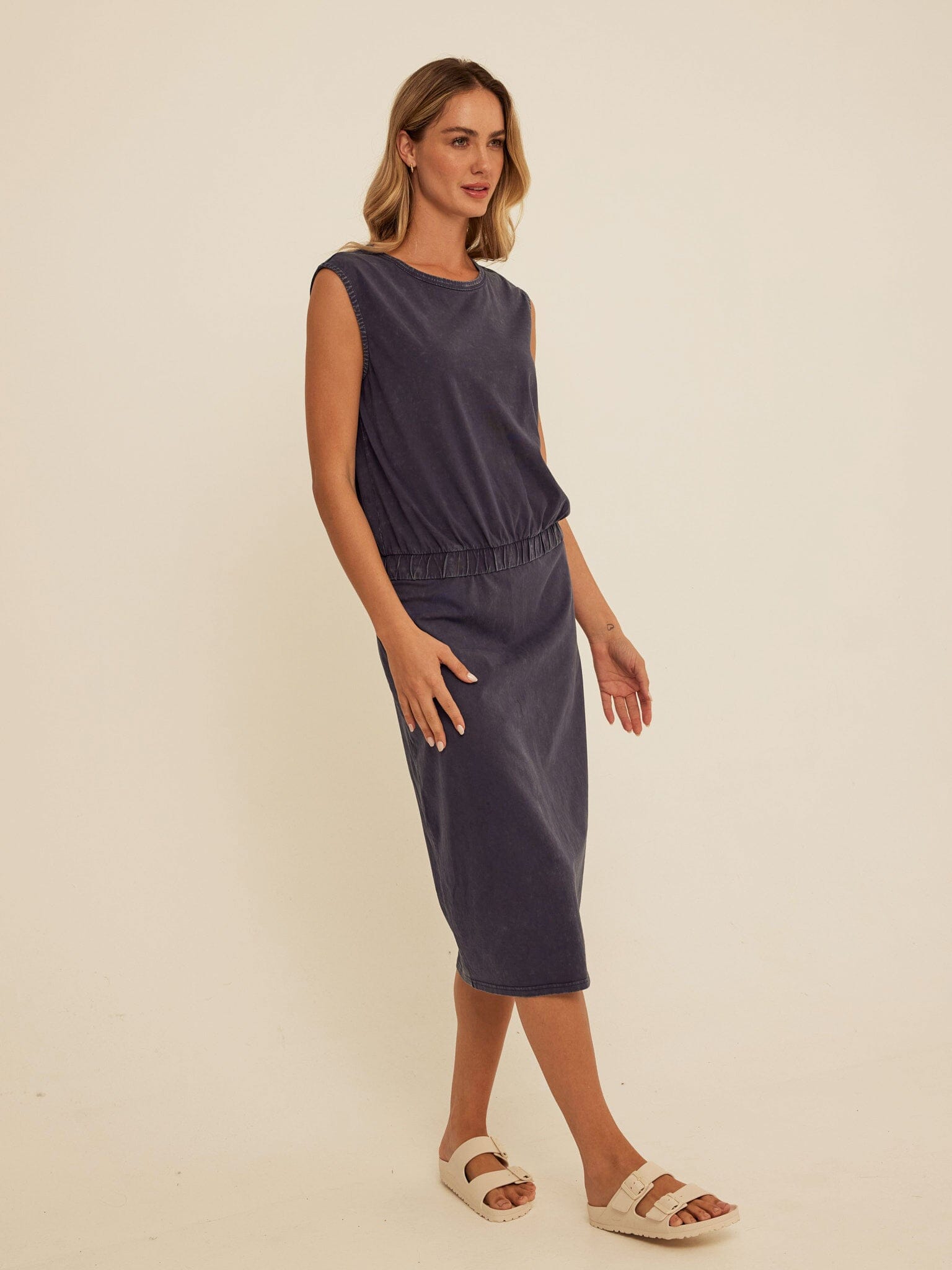 Laela Mineral Wash Eco Jersey Tank in Navy and Charcoal