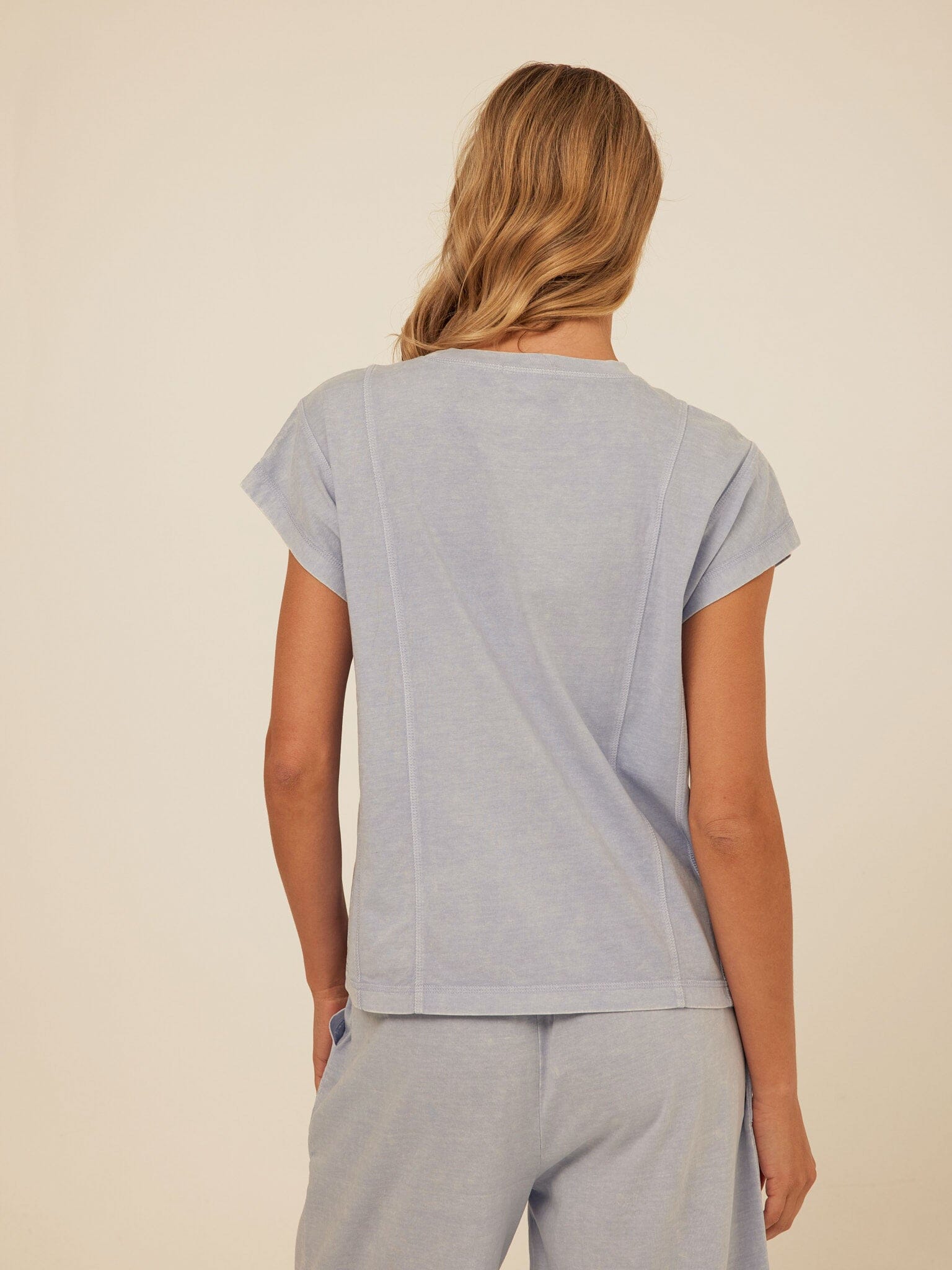 Laurie Mineral Wash Eco Jersey Tee in Blue and Light-Blue