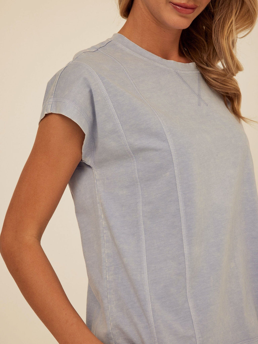 Laurie Mineral Wash Eco Jersey Tee in Blue and Light-Blue