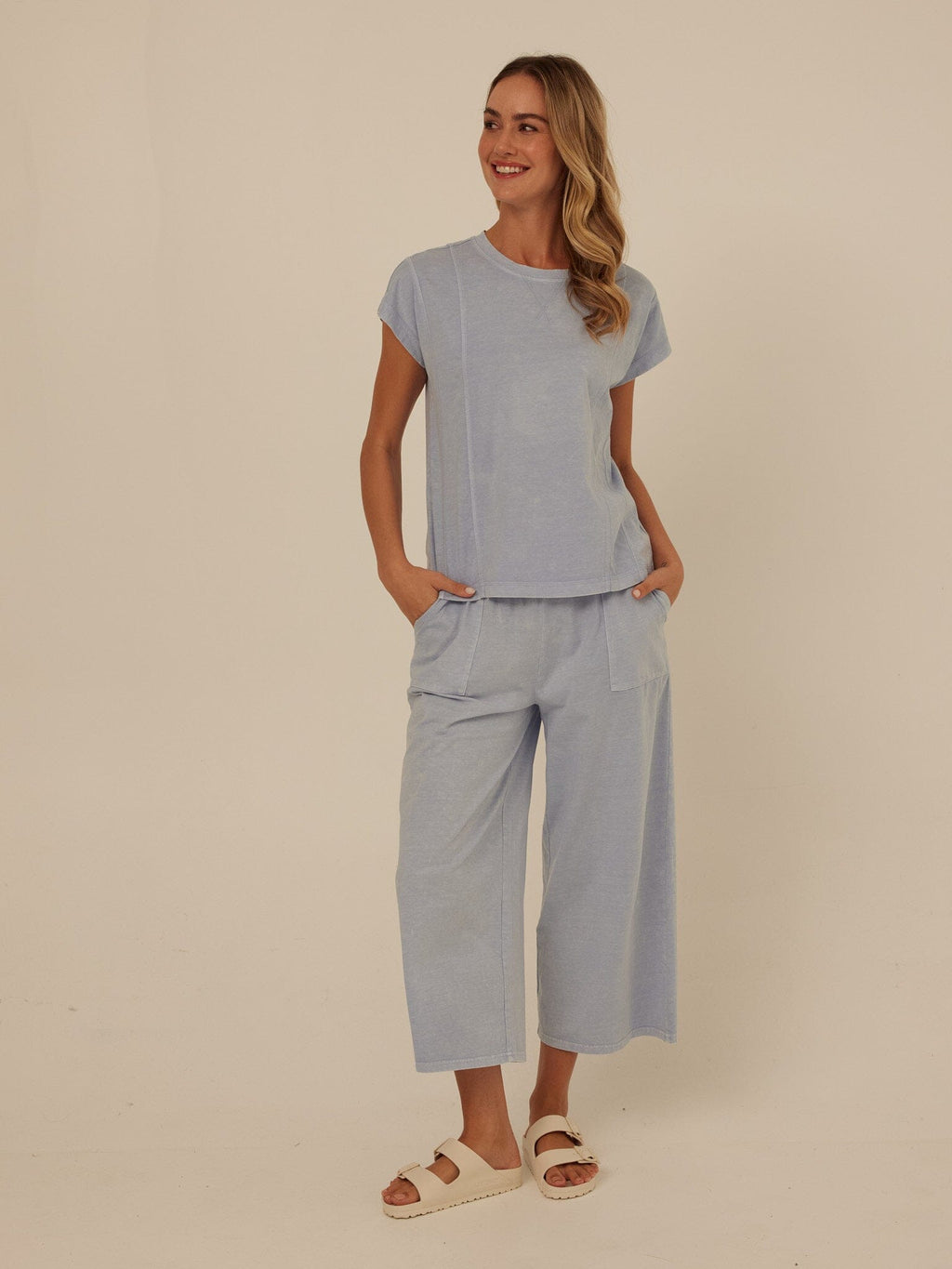 Alva Mineral Wash Eco Jersey Wide Leg Capri Pant