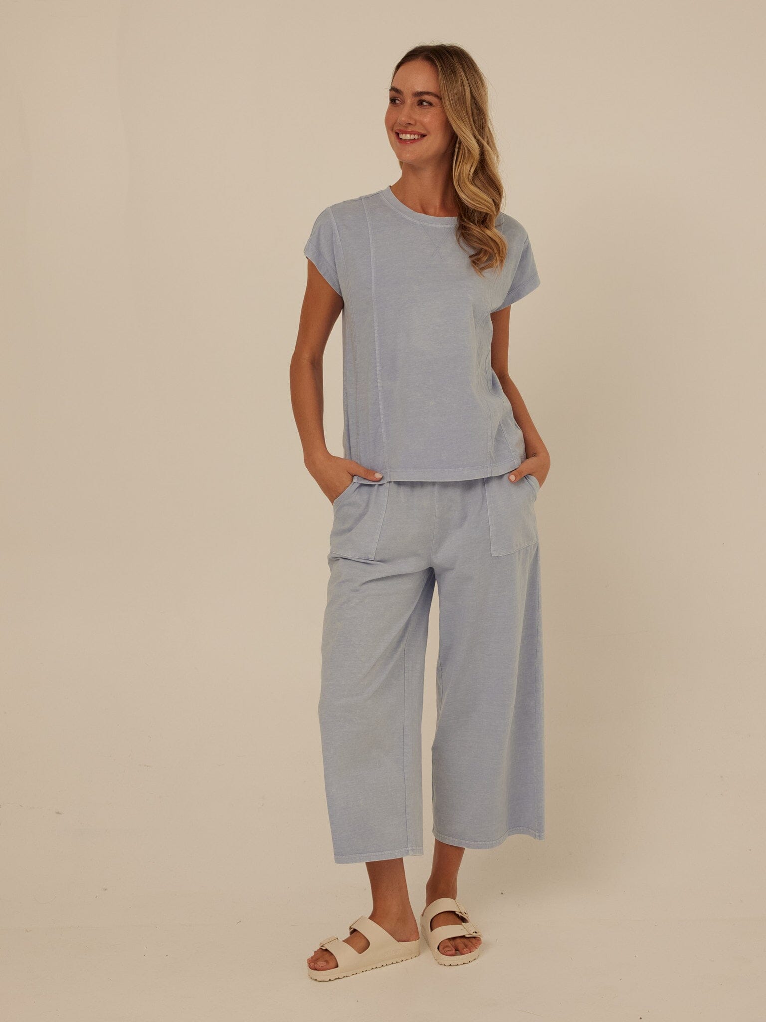 Alva Mineral Wash Eco Jersey Wide Leg Capri Pant