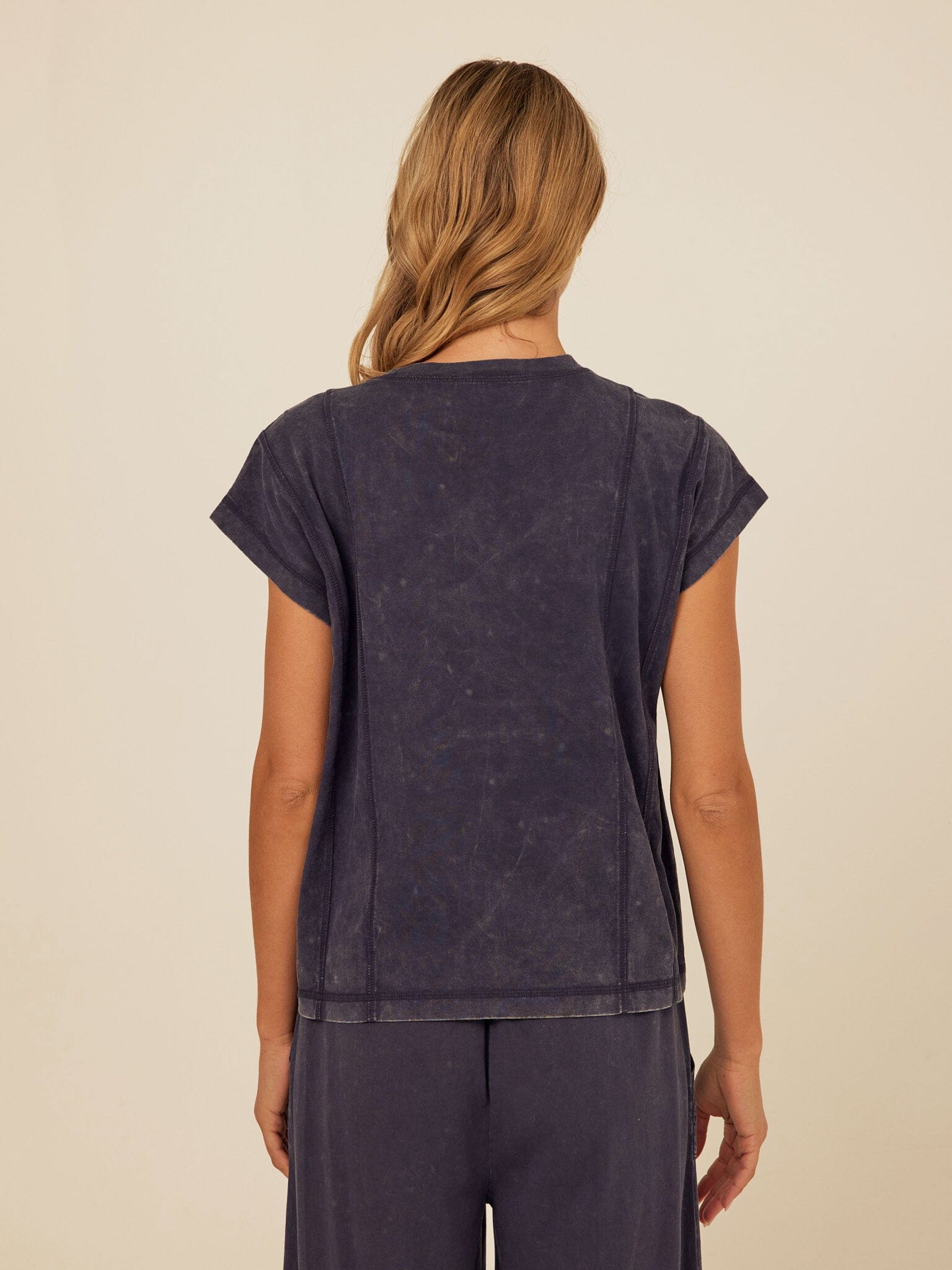 Laurie Mineral Wash Eco Jersey Tee with Cap Sleeves & Relaxed Fit