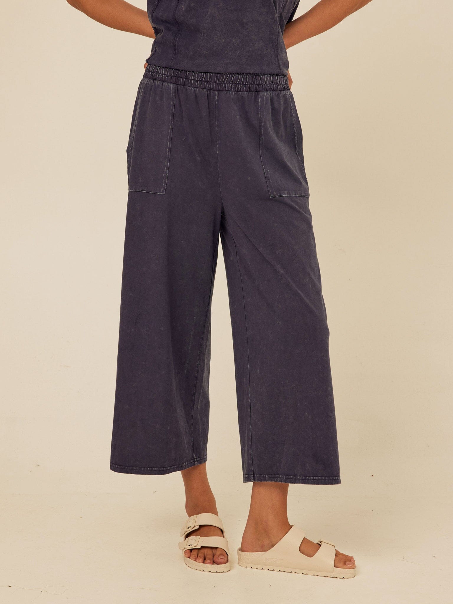 Alva Mineral Wash Eco Jersey Wide Leg Capri Pant