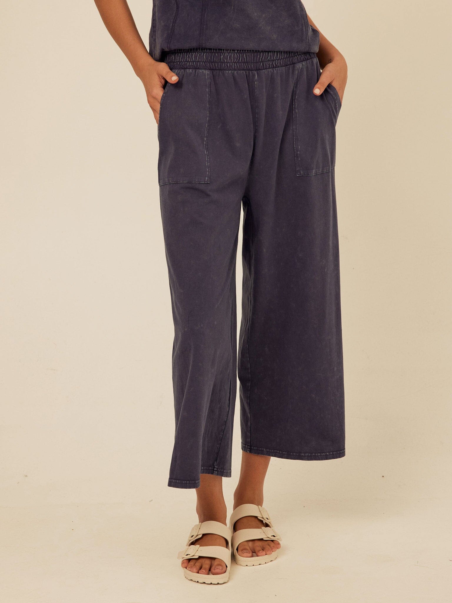 Alva Mineral Wash Eco Jersey Wide Leg Capri Pant