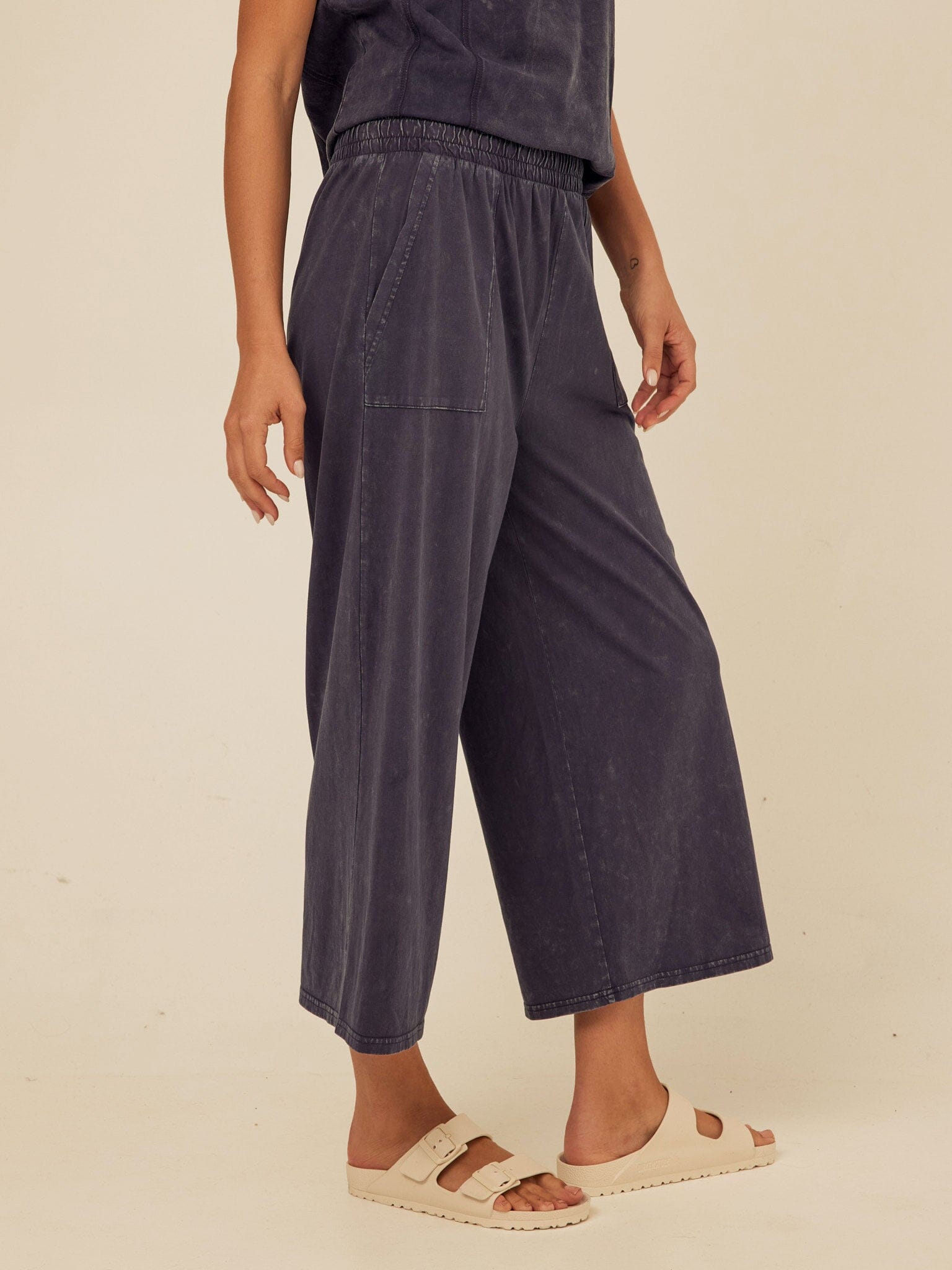 Alva Mineral Wash Eco Jersey Wide Leg Capri Pant