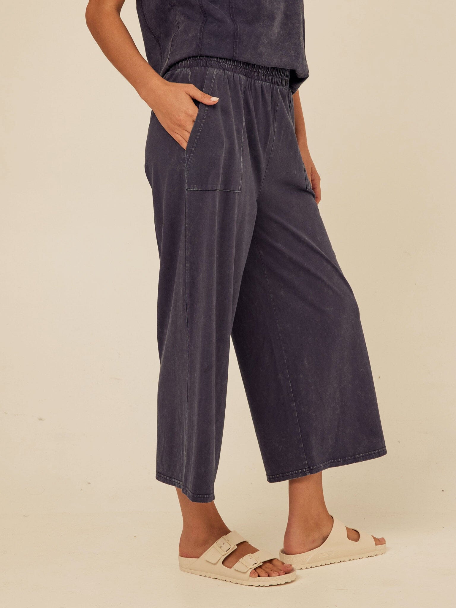 Alva Mineral Wash Eco Jersey Wide Leg Capri Pant