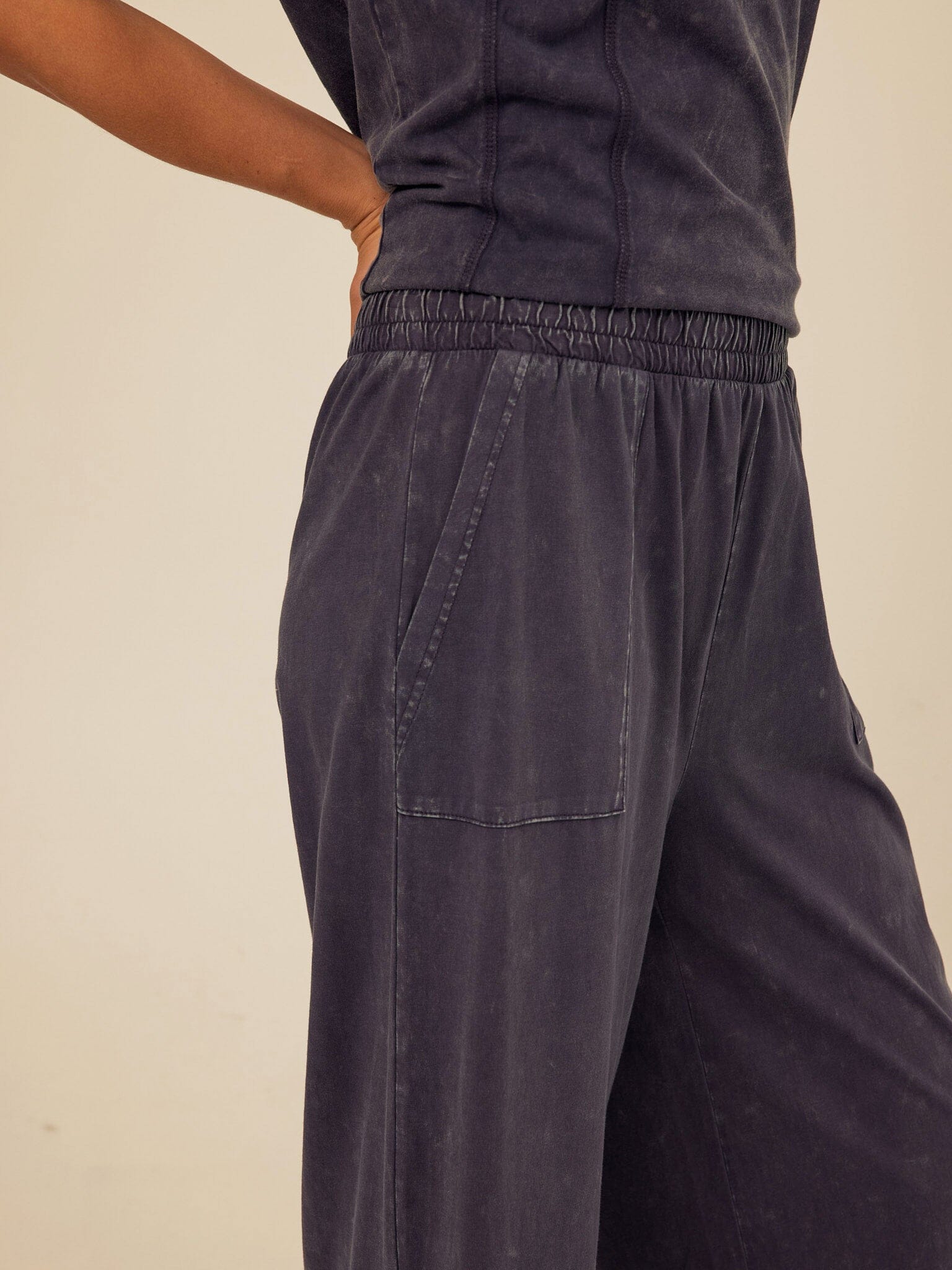 Alva Mineral Wash Eco Jersey Wide Leg Capri Pant