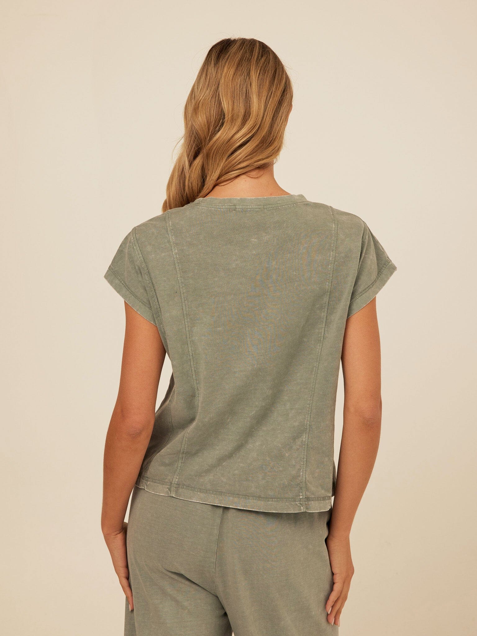Laurie Mineral Wash Eco Jersey Tee in Muted Sage Green