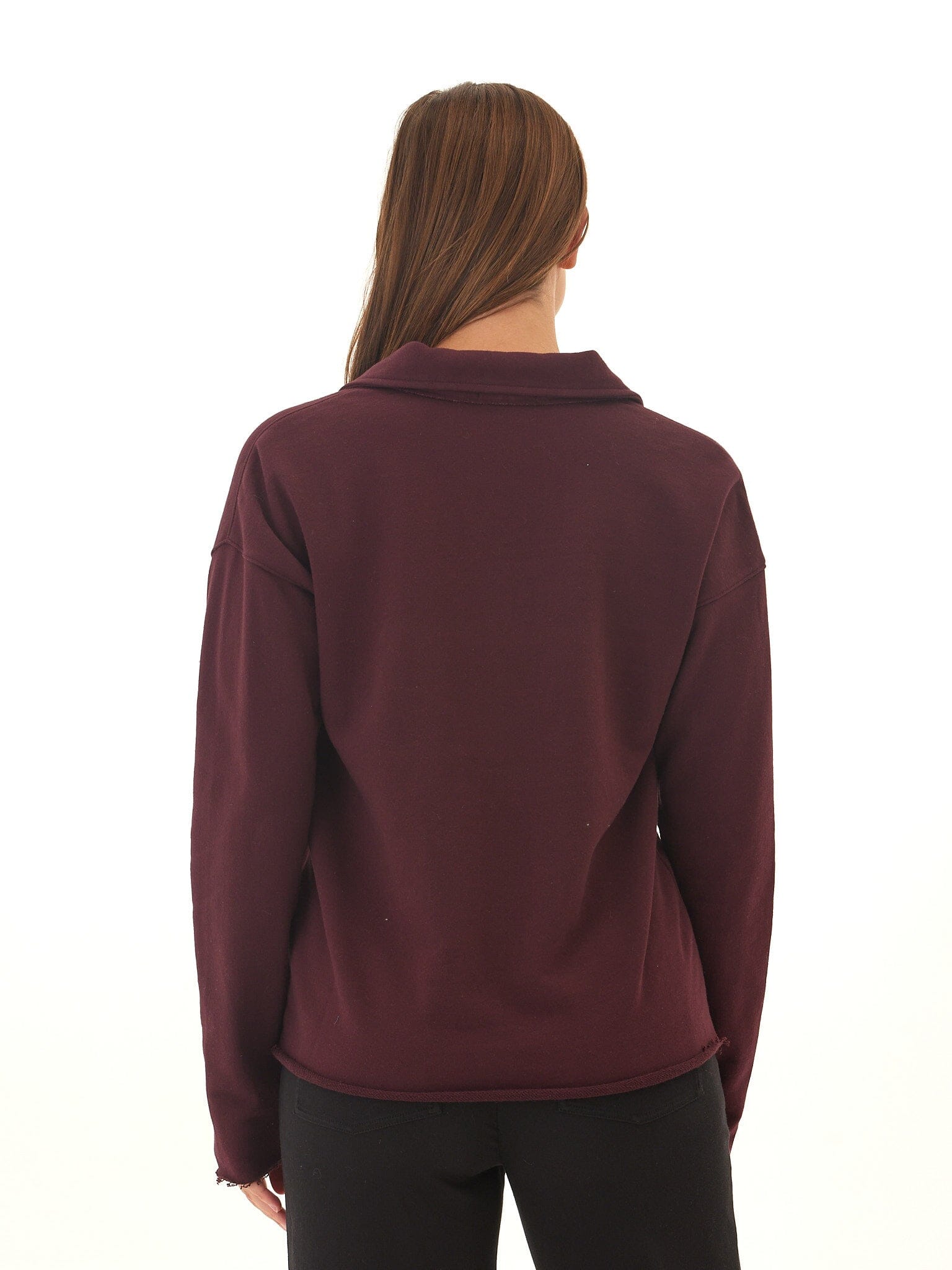 Lucetta Cotton Blend Terry Collar Top with V-Neckline