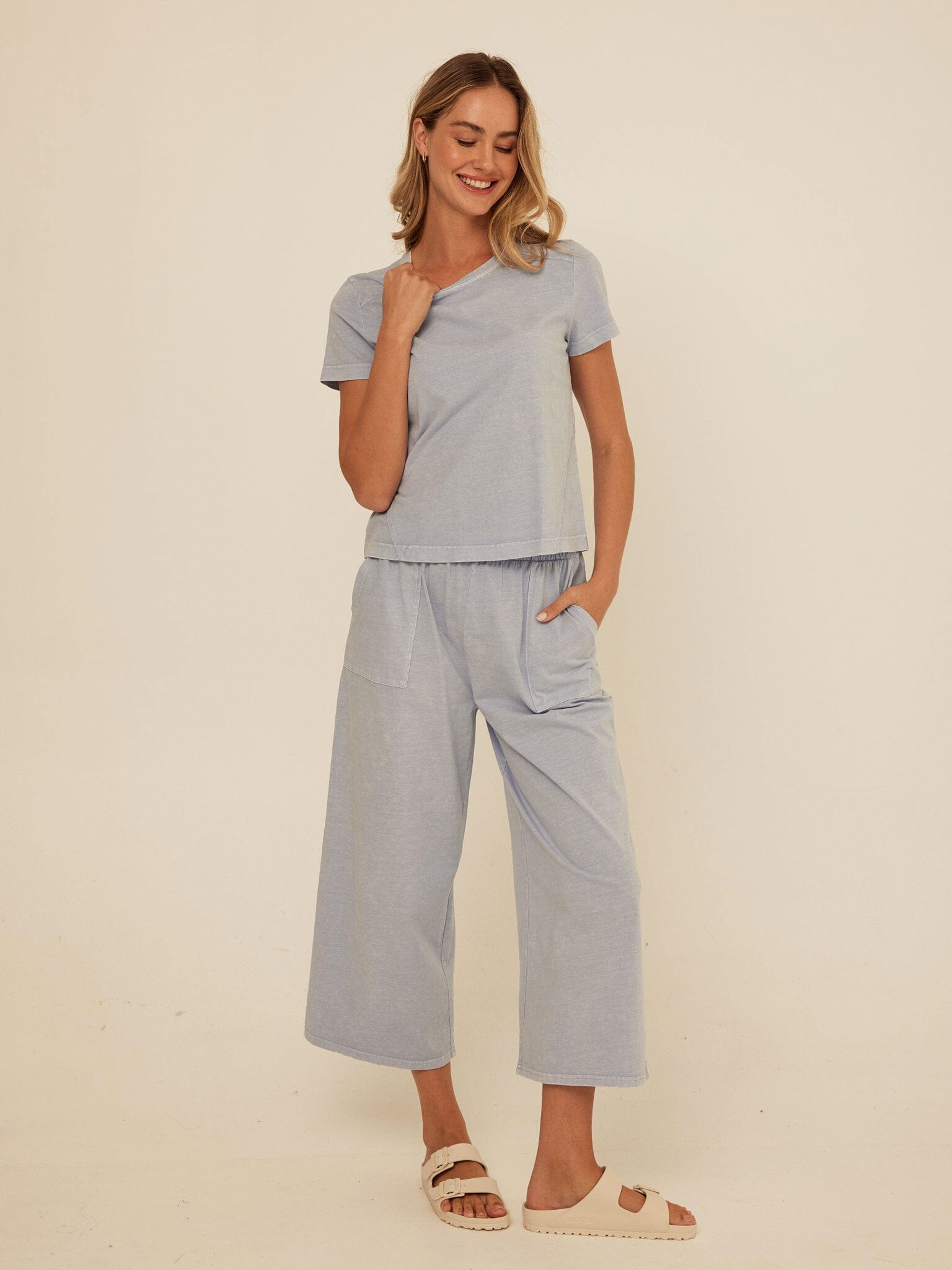 Alva Mineral Wash Eco Jersey Wide Leg Capri Pant