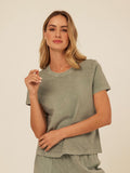 Women's Roselie Mineral Wash Eco Jersey Tee in sage-green and muted-olive