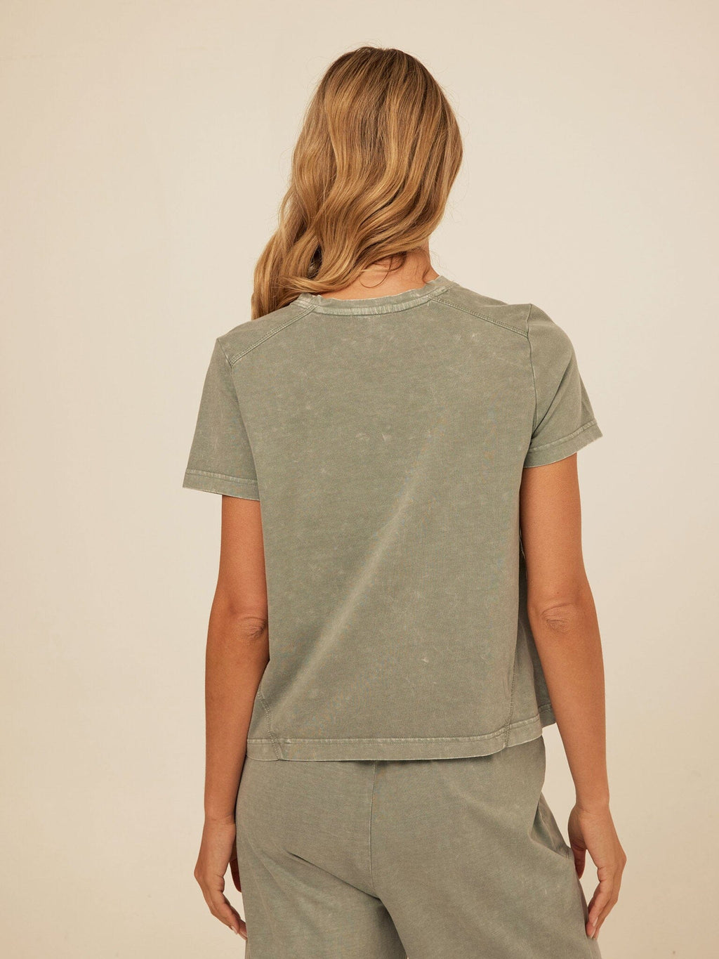 Roselie Mineral Wash Eco Jersey Tee - Sage-Green & Muted-Olive
