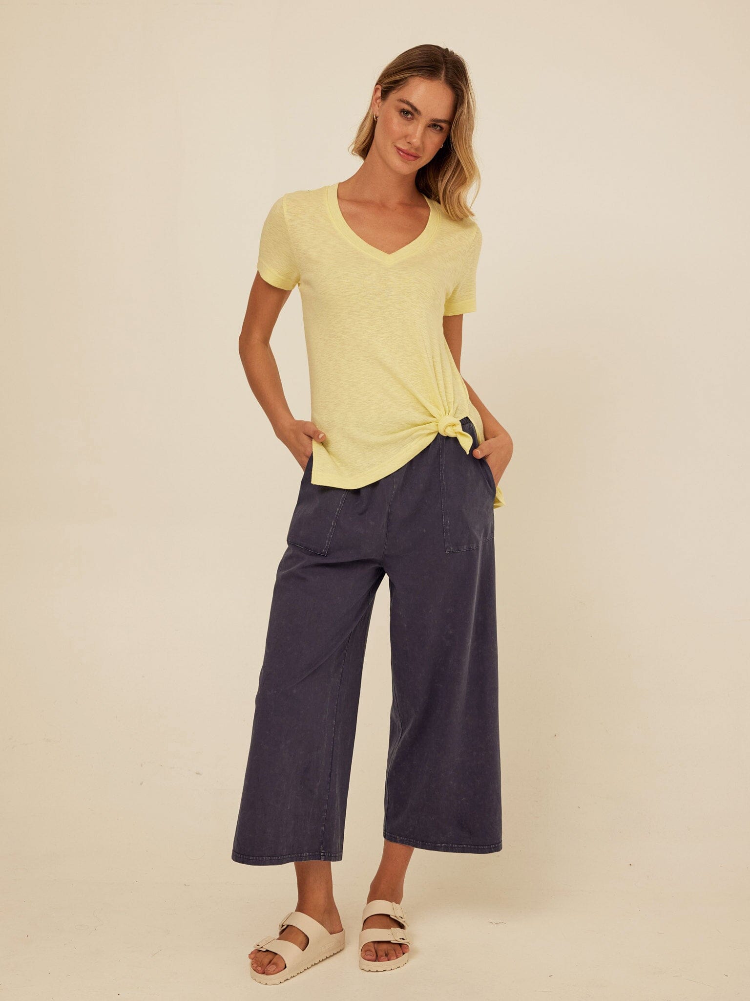 Norma Textured Slub Jersey Knotted Tee