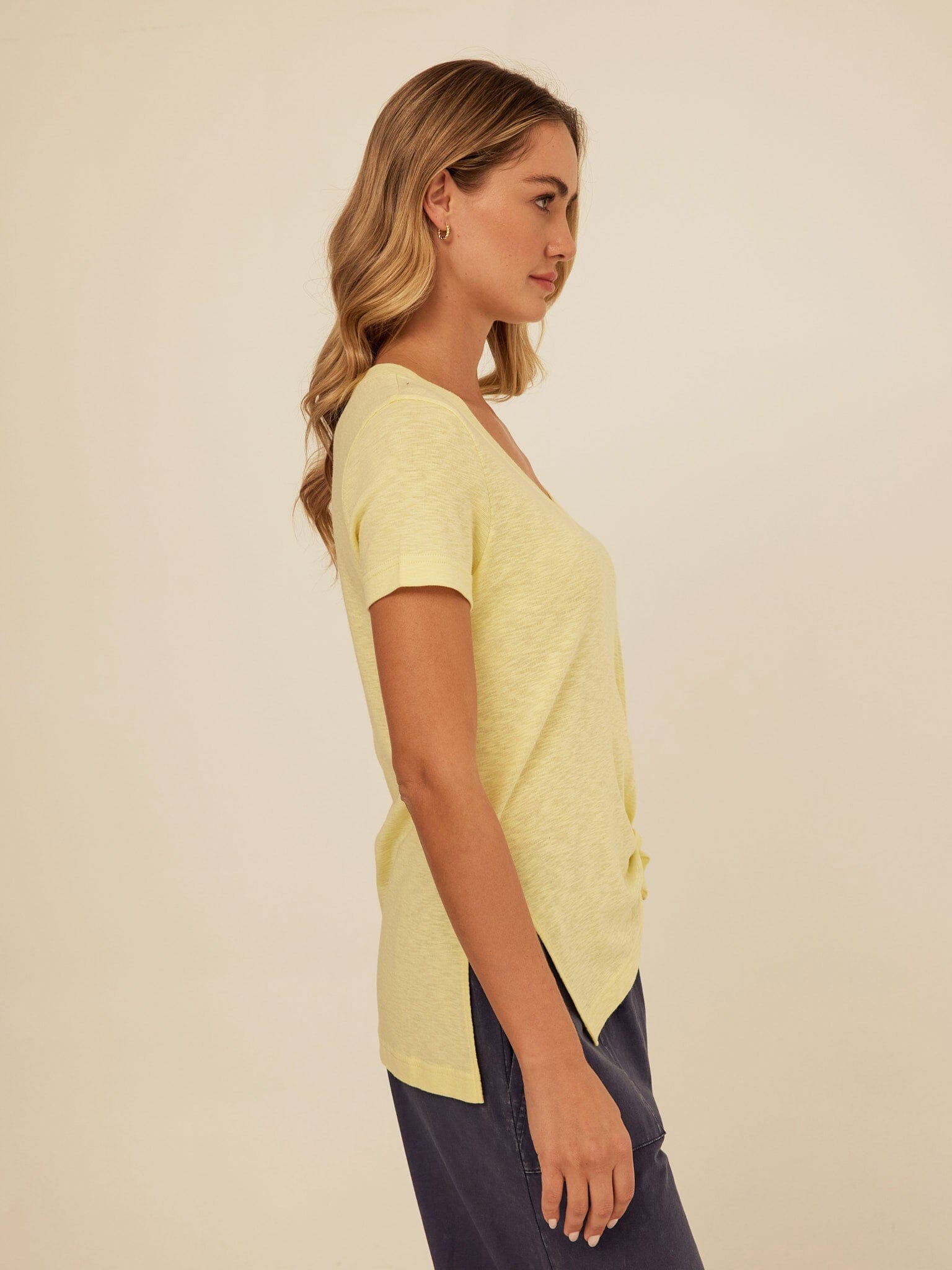 Norma Textured Slub Jersey Knotted Tee