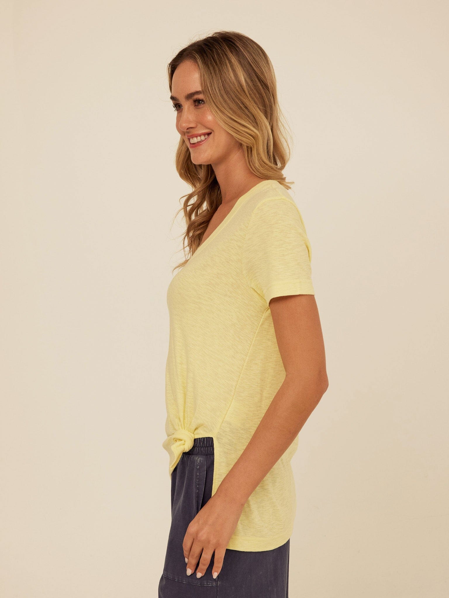 Norma Textured Slub Jersey Knotted Tee