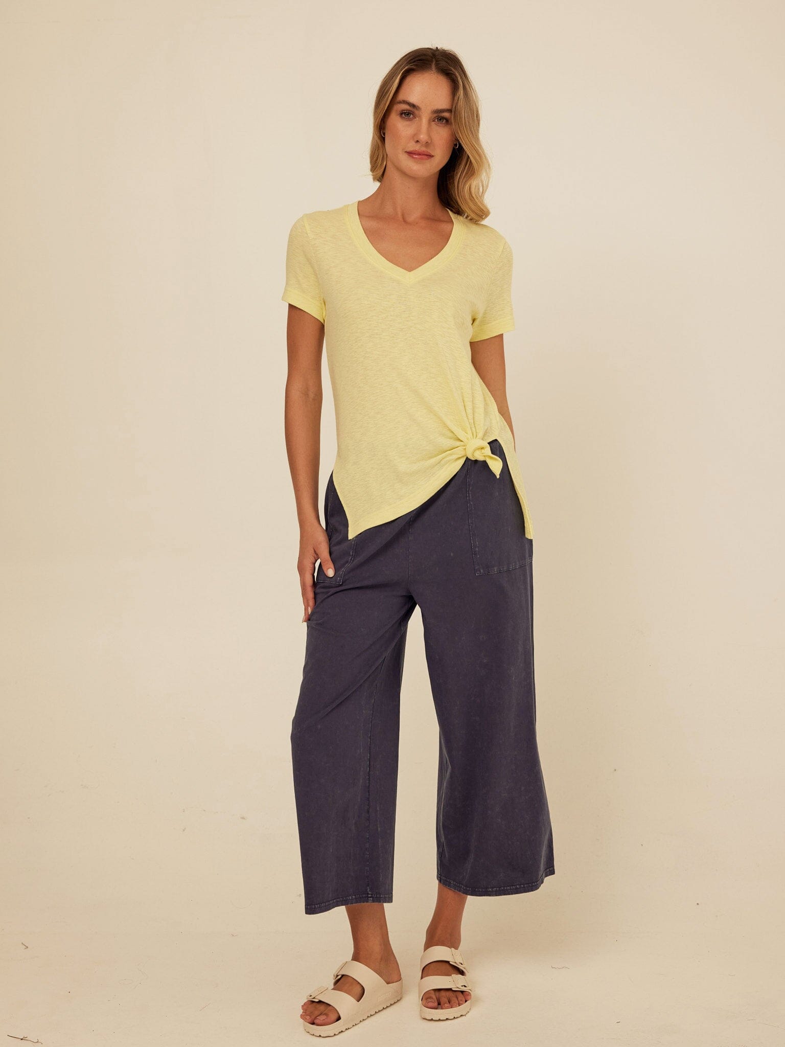 Norma Textured Slub Jersey Knotted Tee