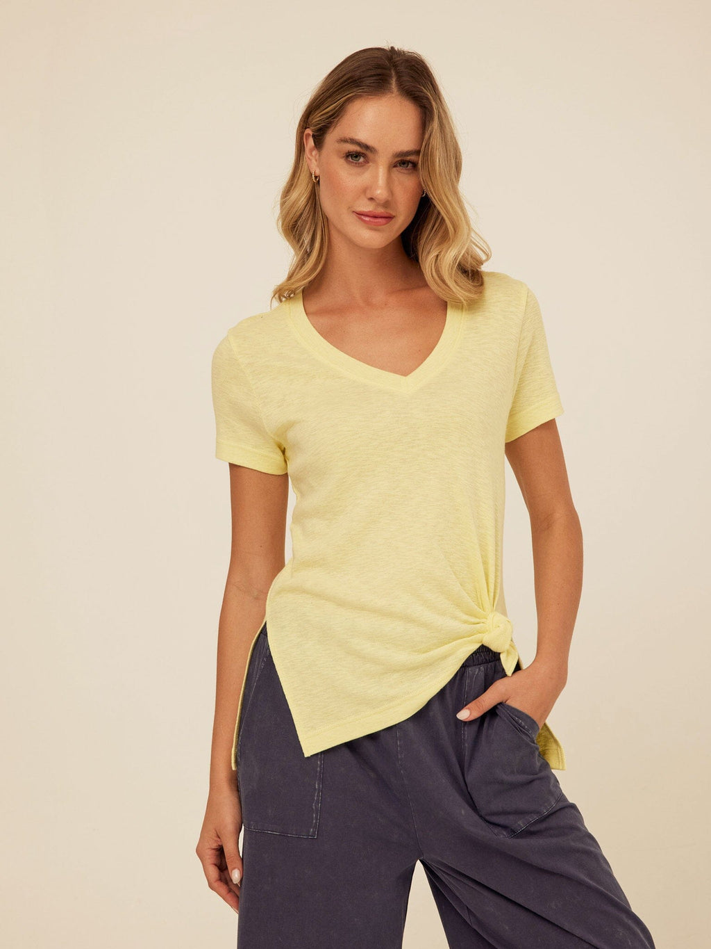 Norma Textured Slub Jersey Knotted Tee