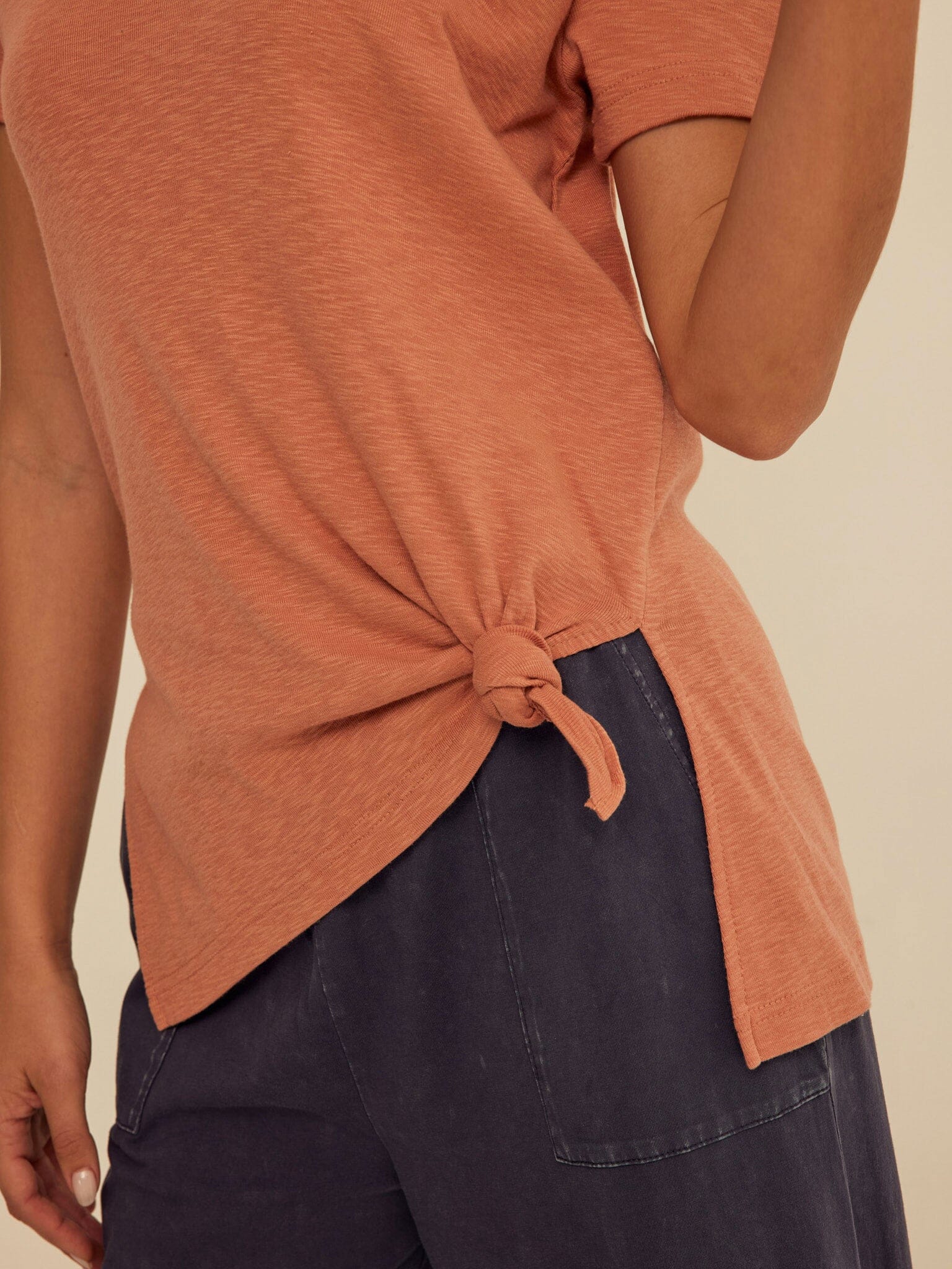 Norma Textured Slub Jersey Knotted Tee