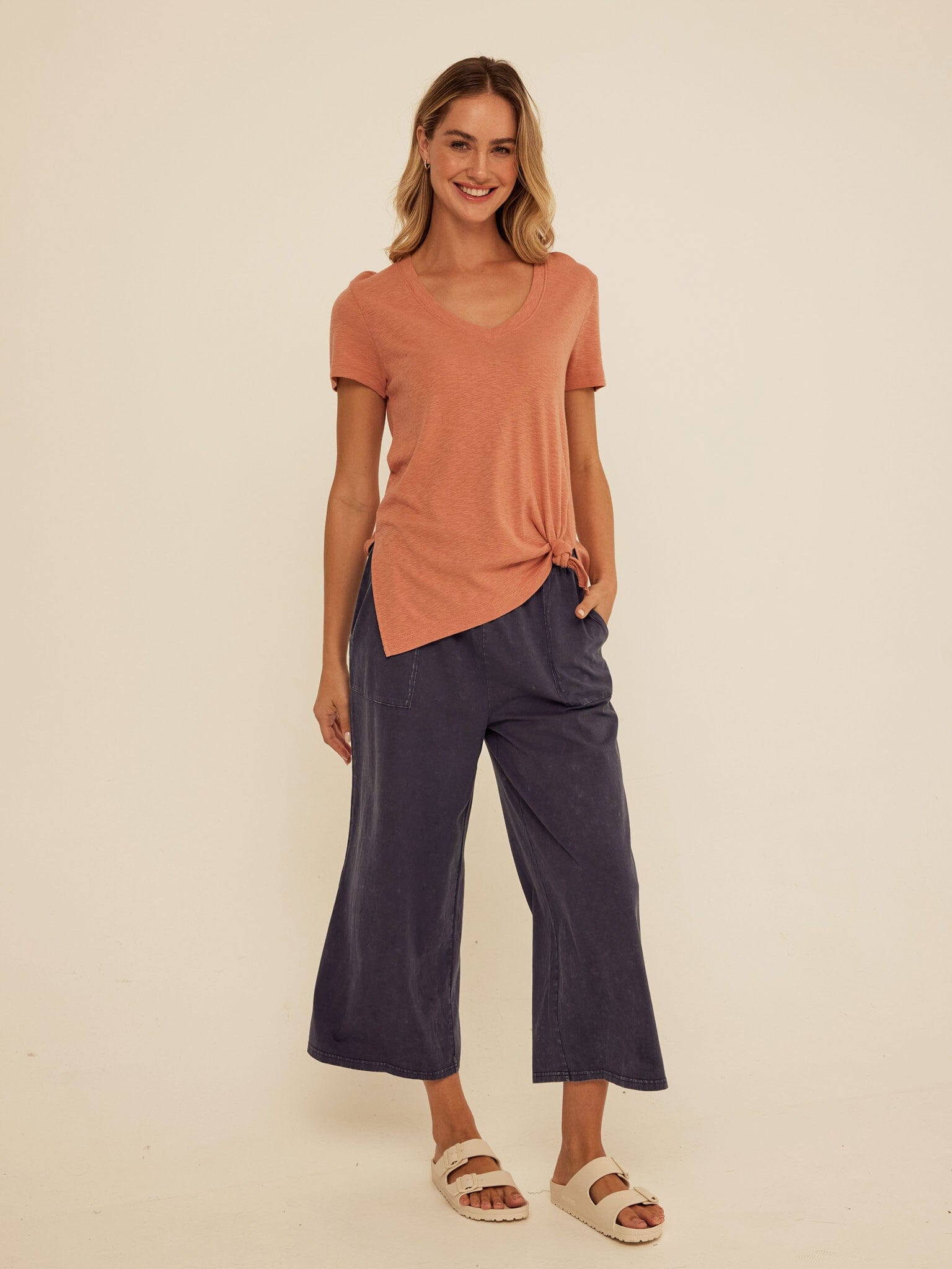 Norma Textured Slub Jersey Knotted Tee