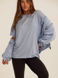 Close up of the Andie Tencel Jersey Relaxed Tee in a soft, breathable fabric with a relaxed silhouette.