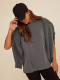Women's grey Tencel jersey relaxed fit tee in a minimalist solid knit style