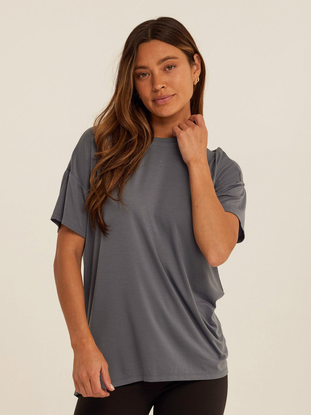 Andie Tencel Jersey Relaxed Tee in Grey